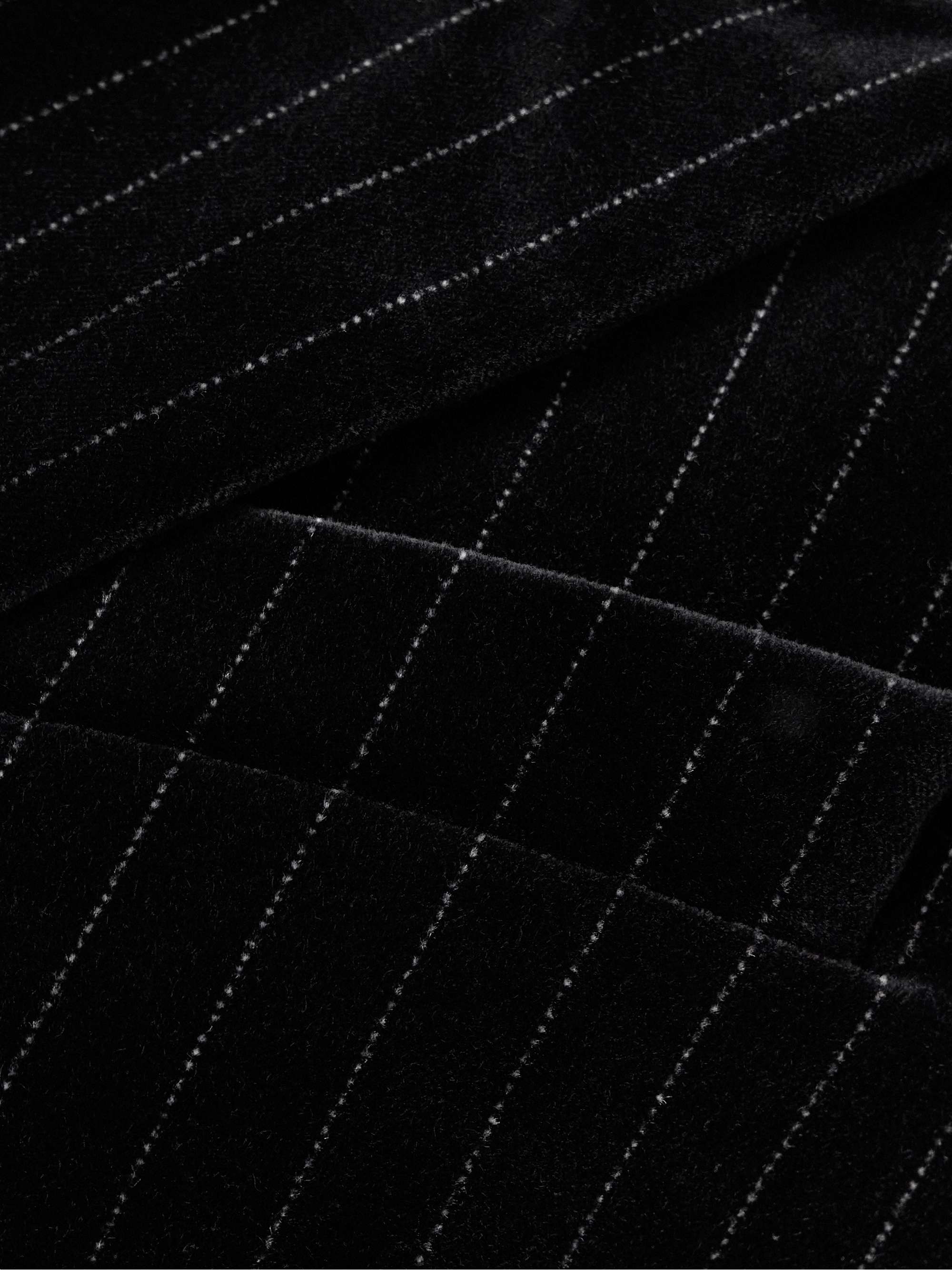 Veda double-breasted metallic striped cotton-velvet blazer view