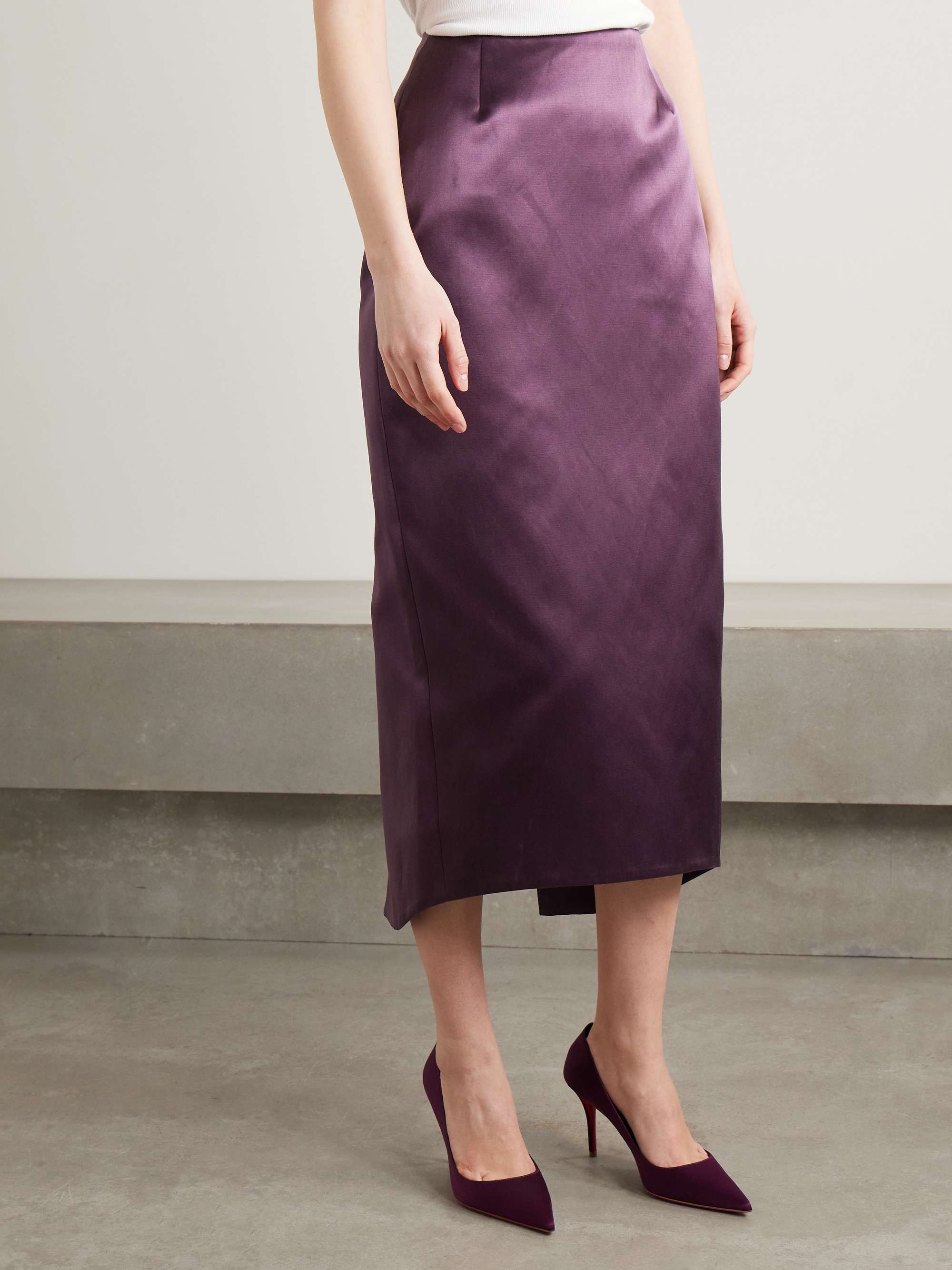 Wasp cotton and silk-blend duchesse-satin midi skirt view