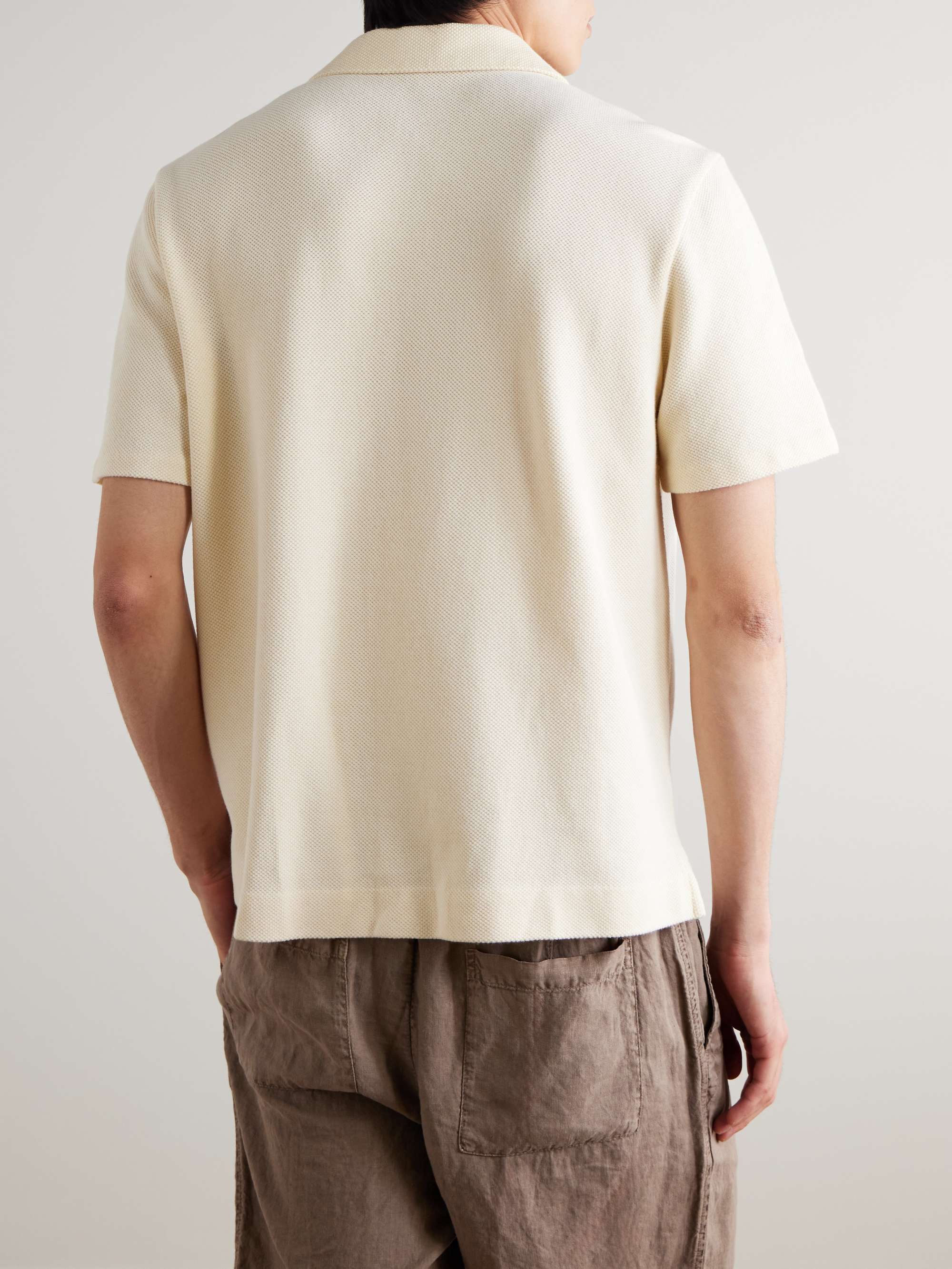 Camp-Collar Two-Tone Organic Cotton-Piqué Shirt view
