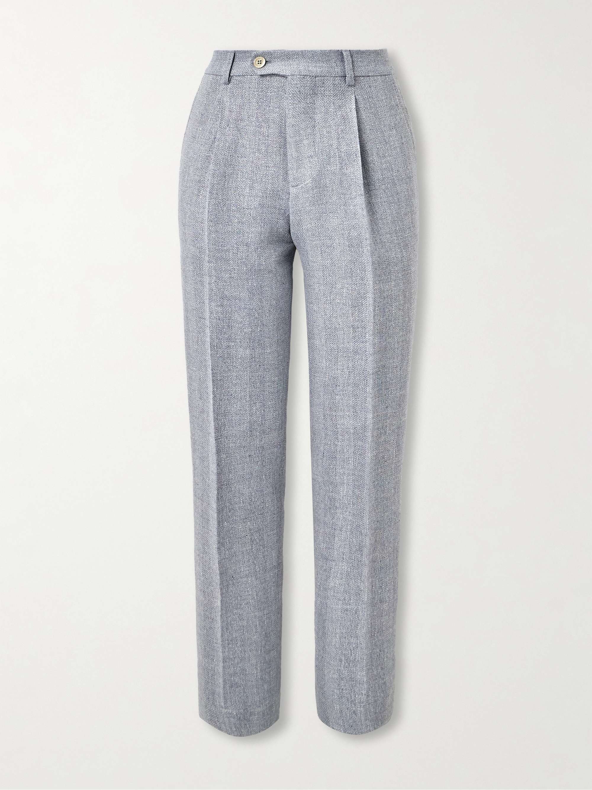Straight-Leg Pleated Woven Suit Trousers hero visual