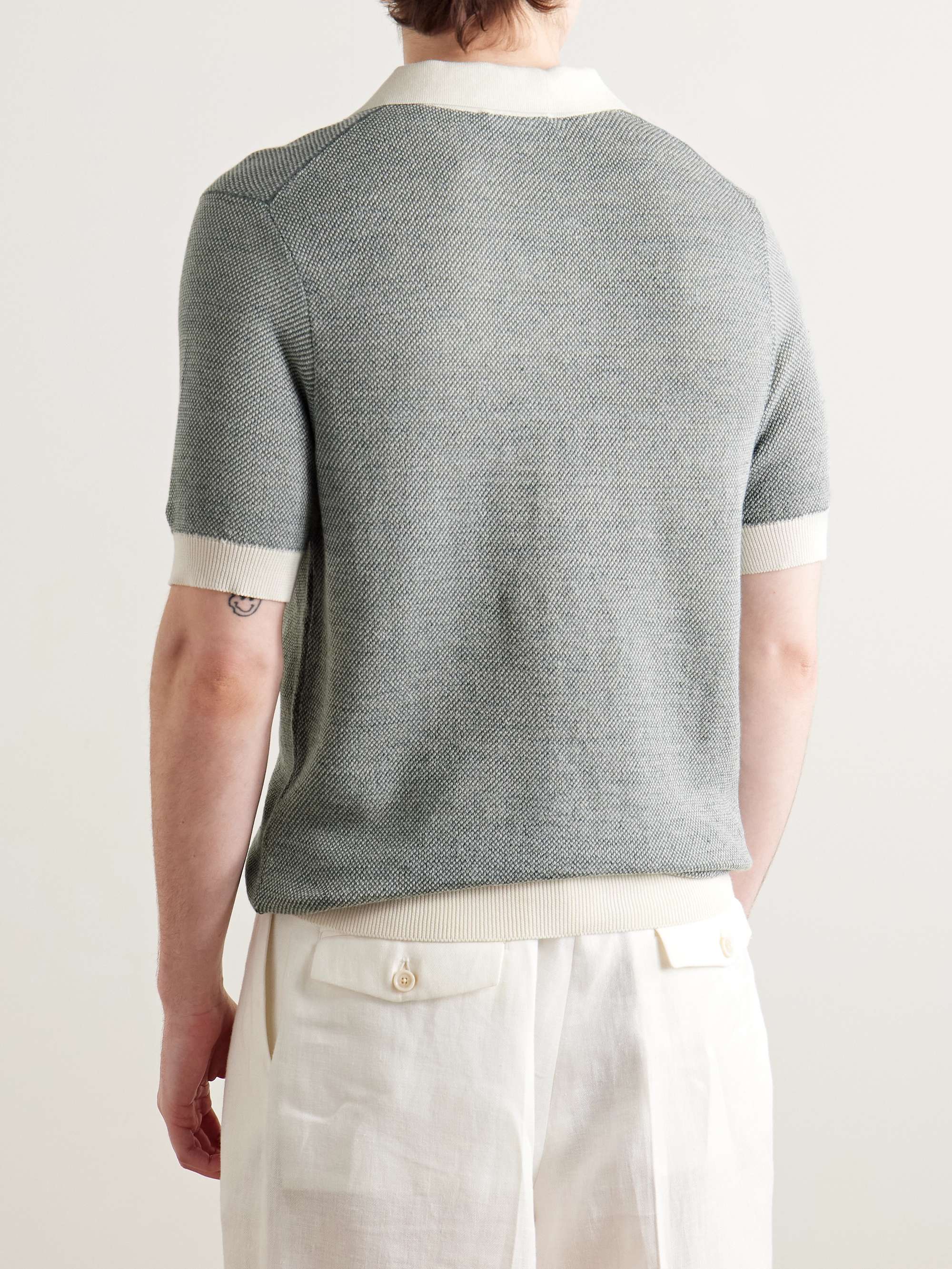 Slim-Fit Birdseye Cotton and Linen-Blend Polo Shirt view