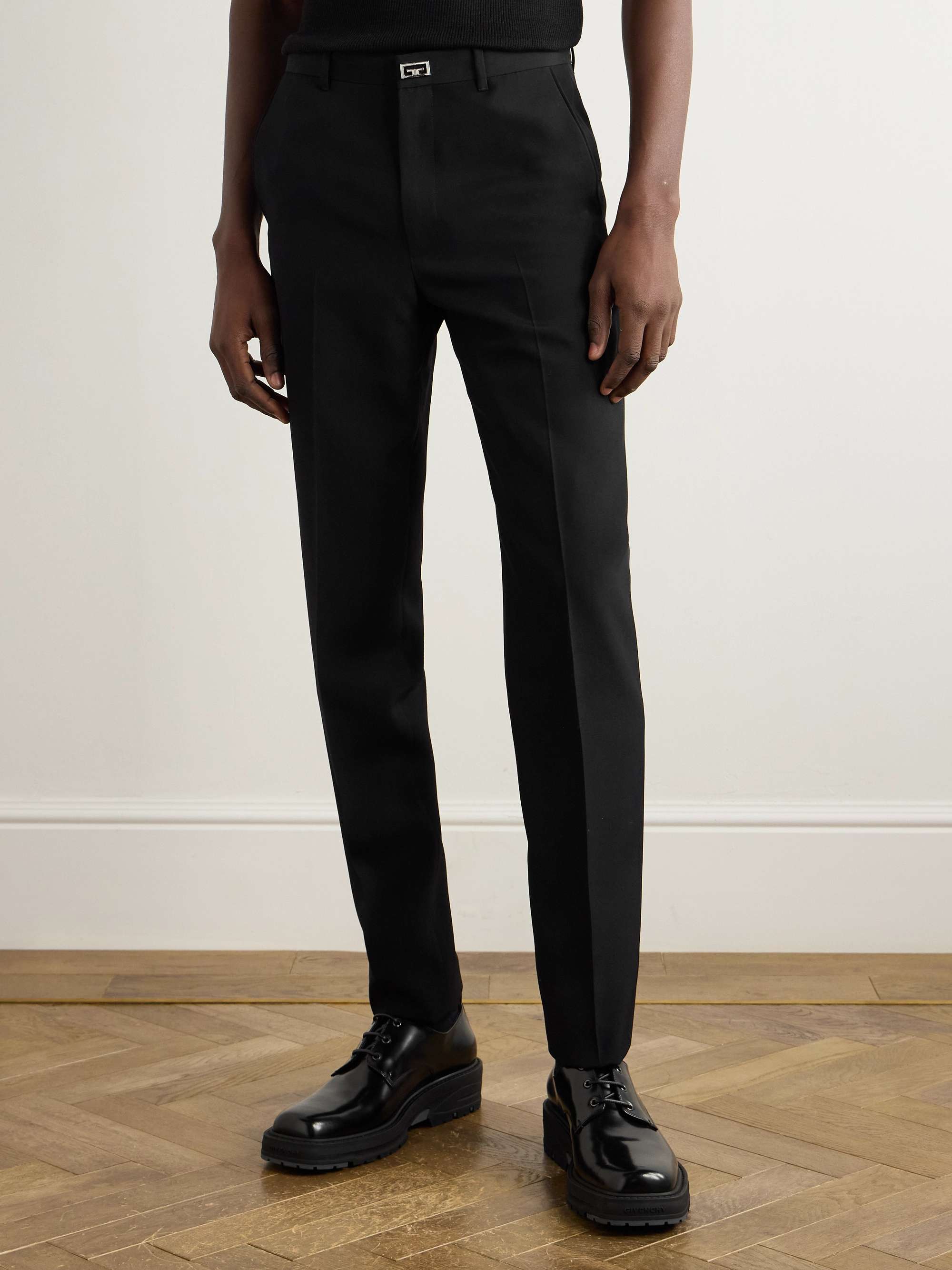 Tapered Logo-Embellished Wool Trousers view