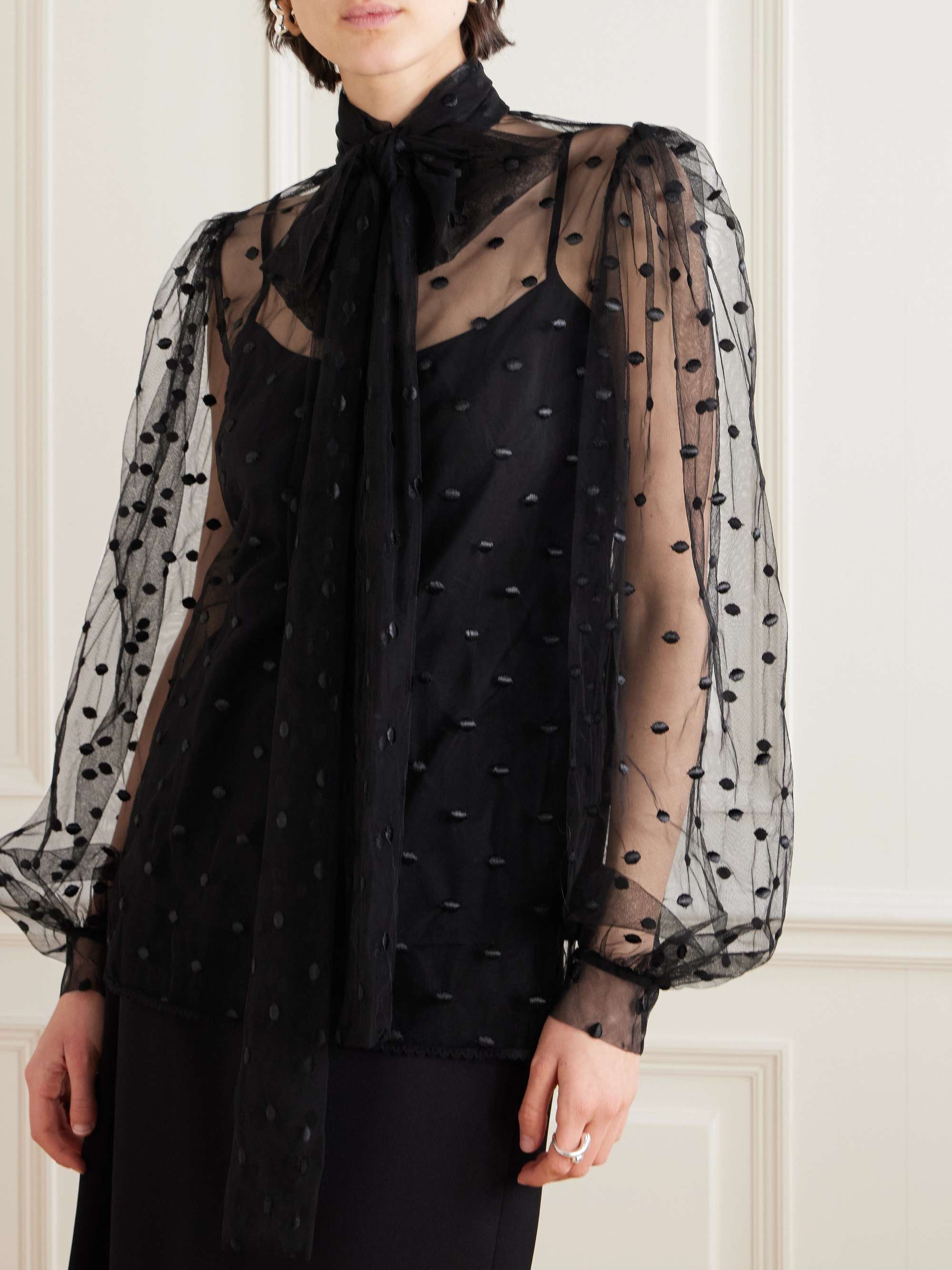Pussy-bow point d'esprit blouse view