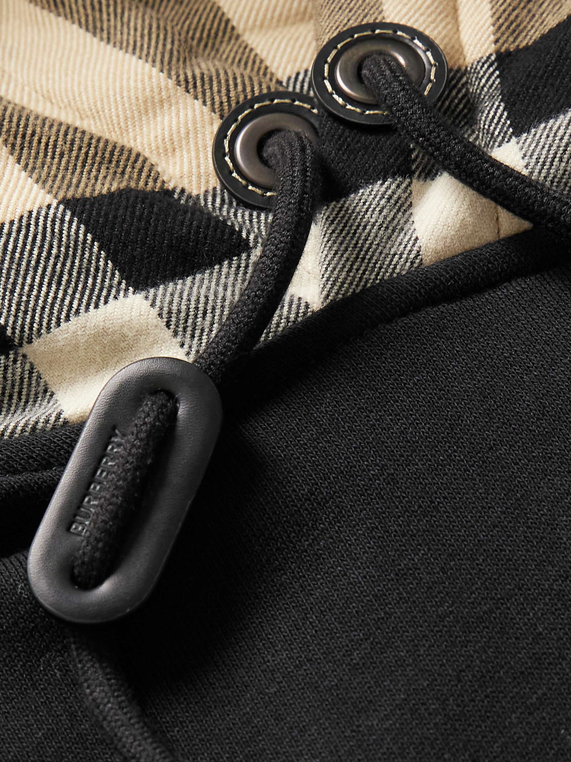 Checked Cotton-Jersey Hoodie view