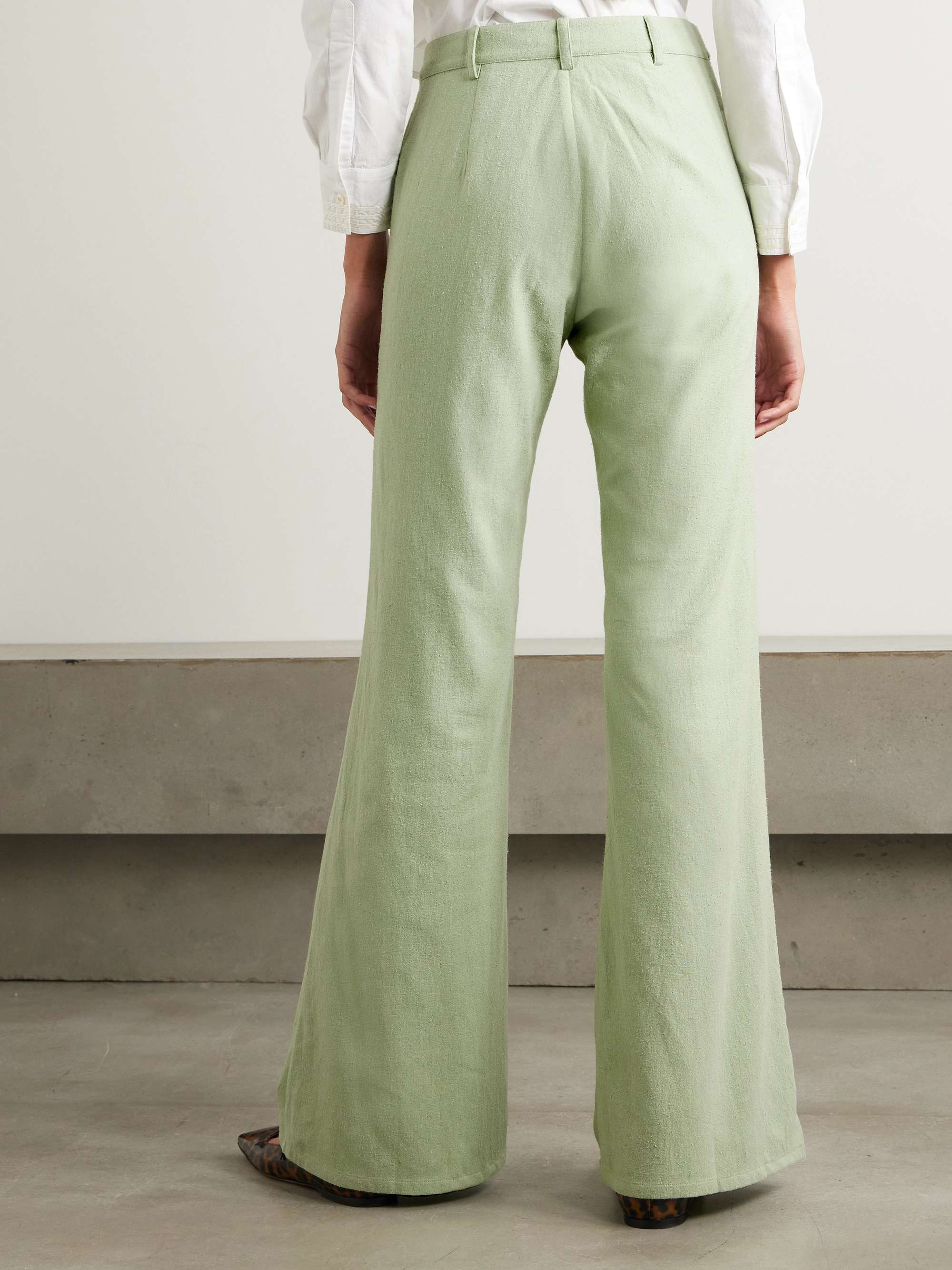 Charlie embroidered slubbed silk flared pants view