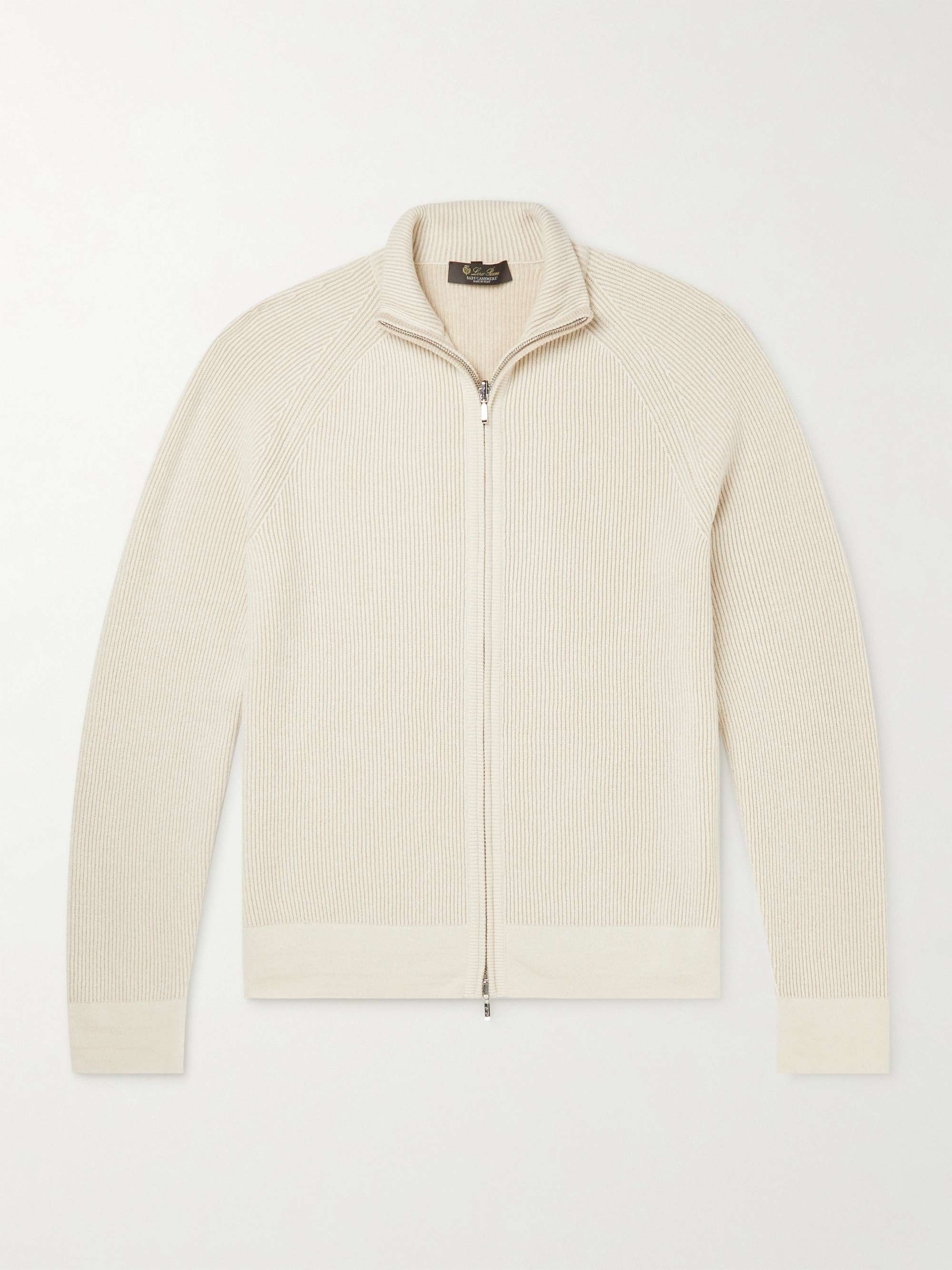 Ribbed Baby Cashmere Zip-Up Sweater hero visual