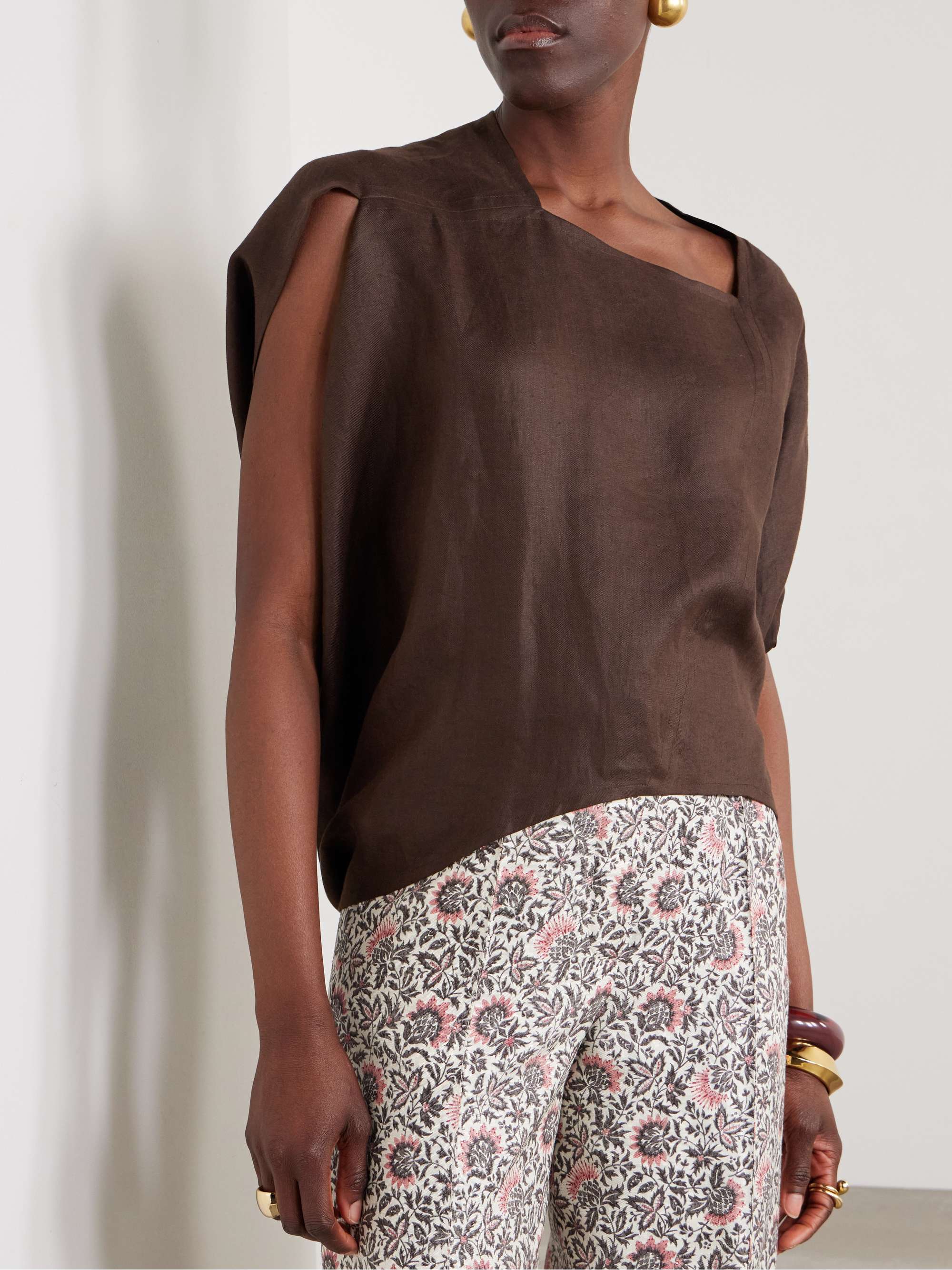 Gaia asymmetric linen blouse view