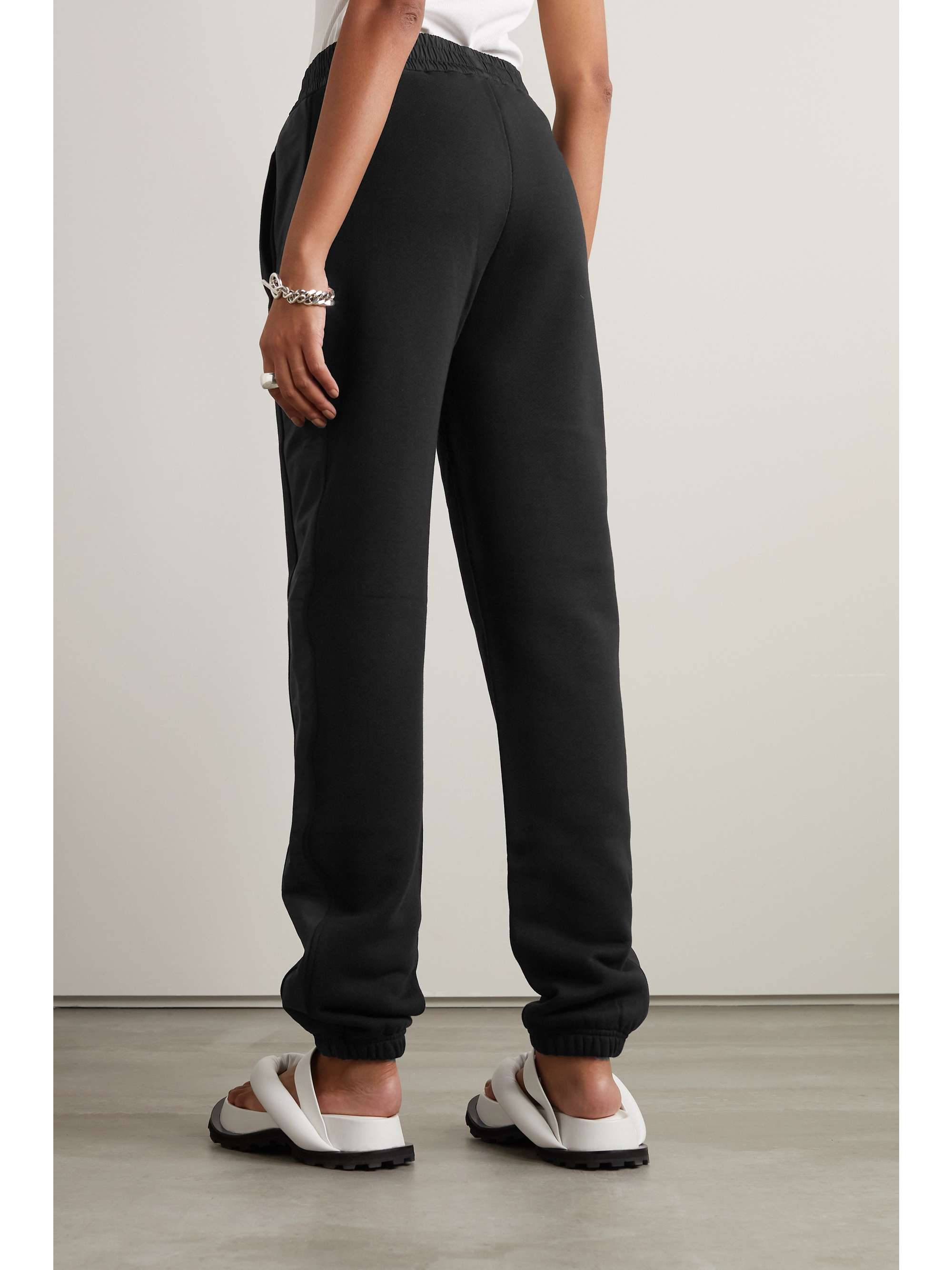Embellished shell-trimmed cotton-jersey track pants view