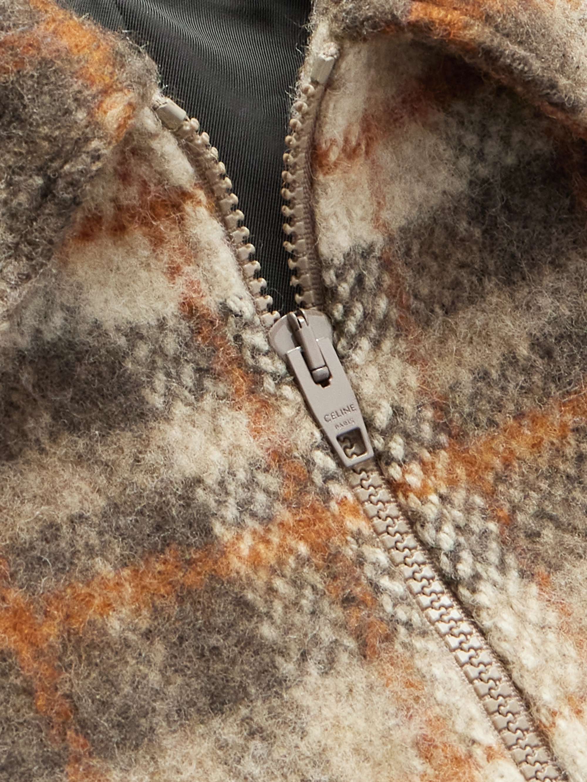 Slim-Fit Logo-Embroidered Checked Wool Jacket view