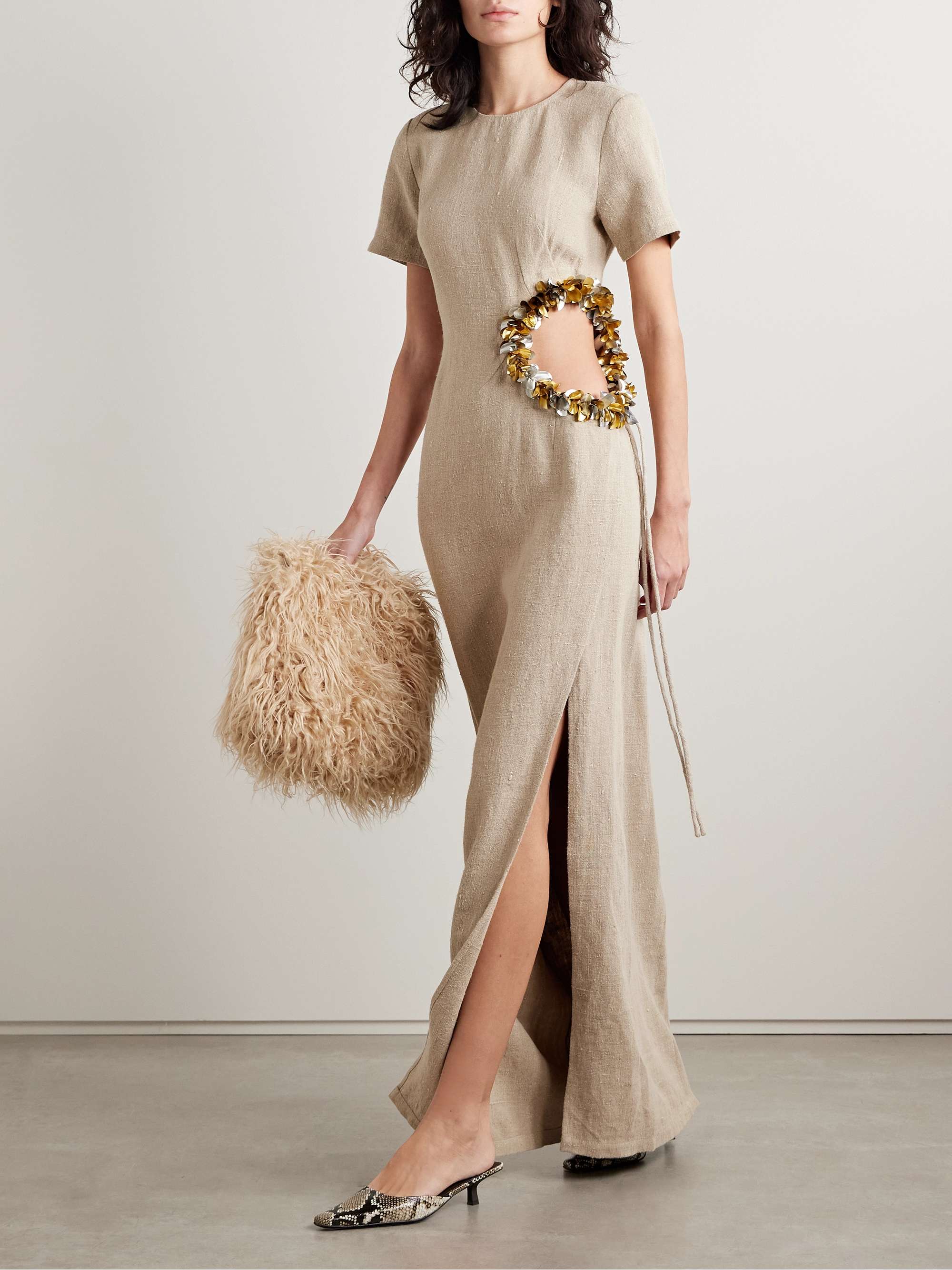 Seaford cutout paillette-embellished linen maxi dress view
