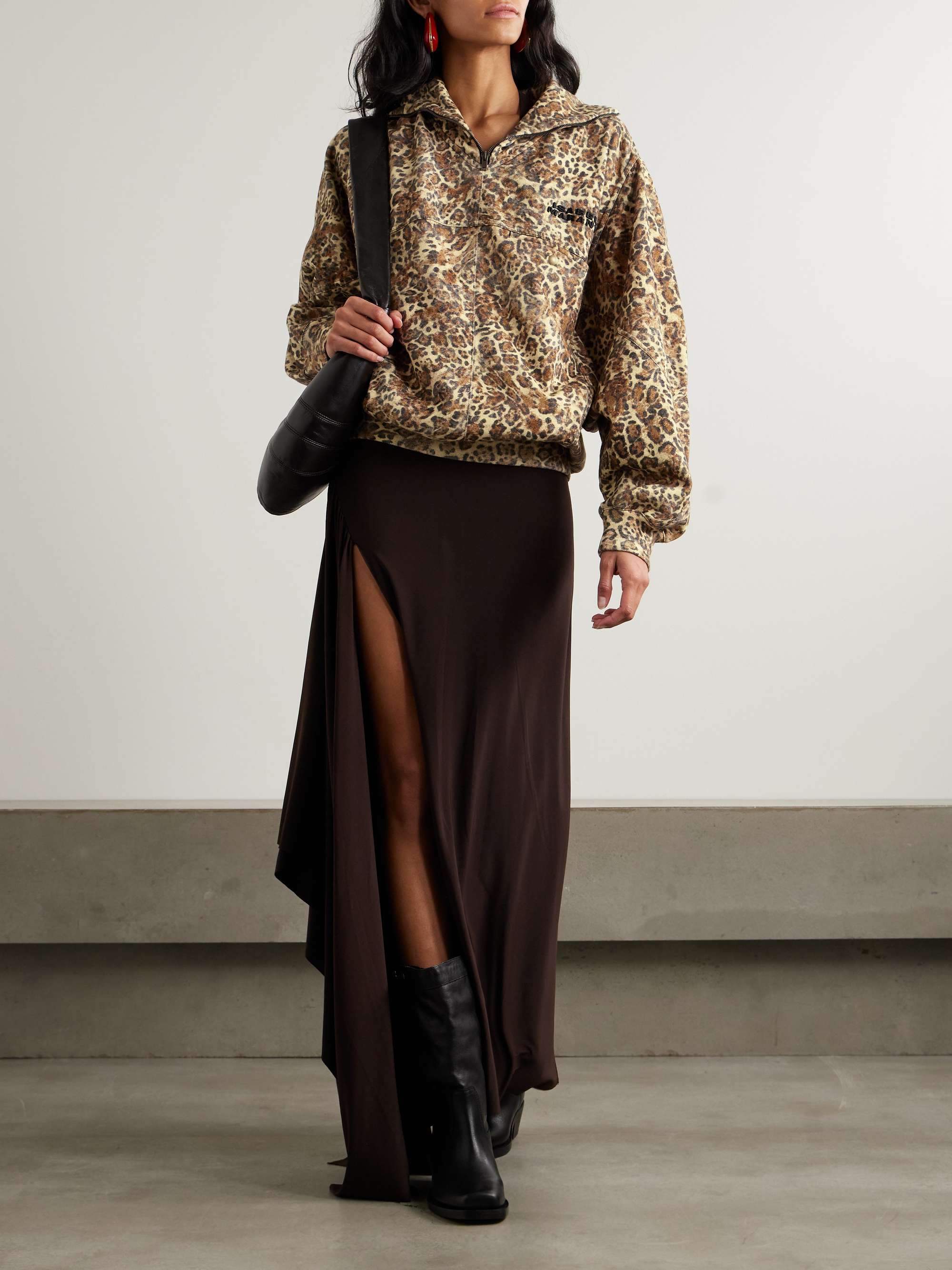 Wilda embroidered leopard-print cotton-blend jersey sweatshirt view
