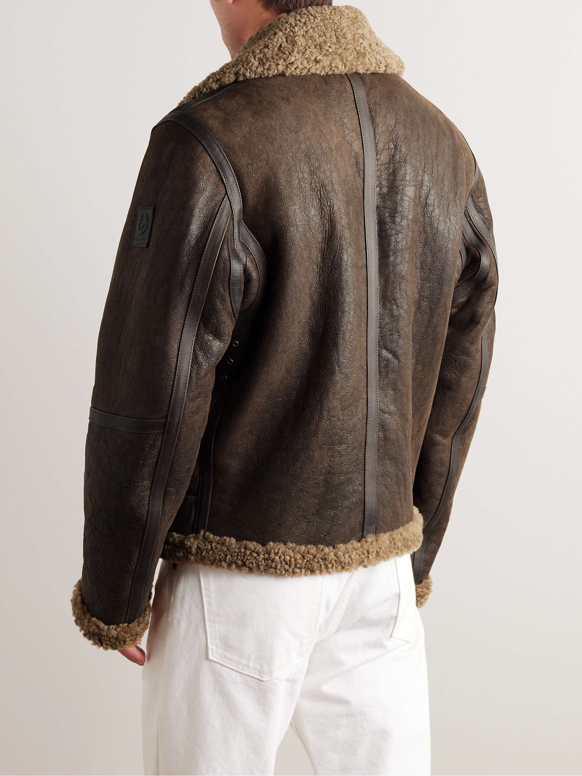 Wilder Shearling-Trimmed Leather Aviator Jacket view