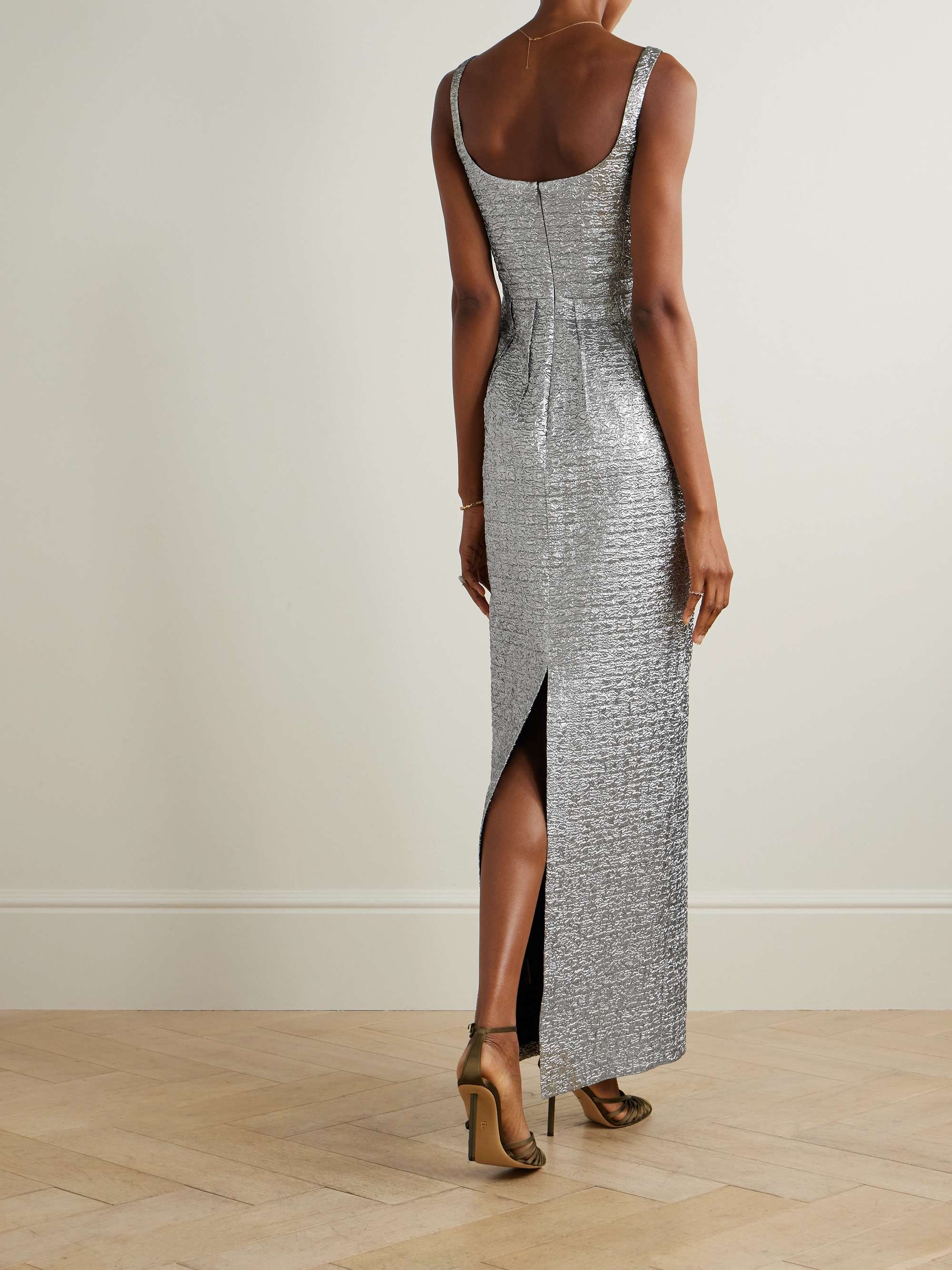 Sharon pintucked metallic seersucker maxi dress view