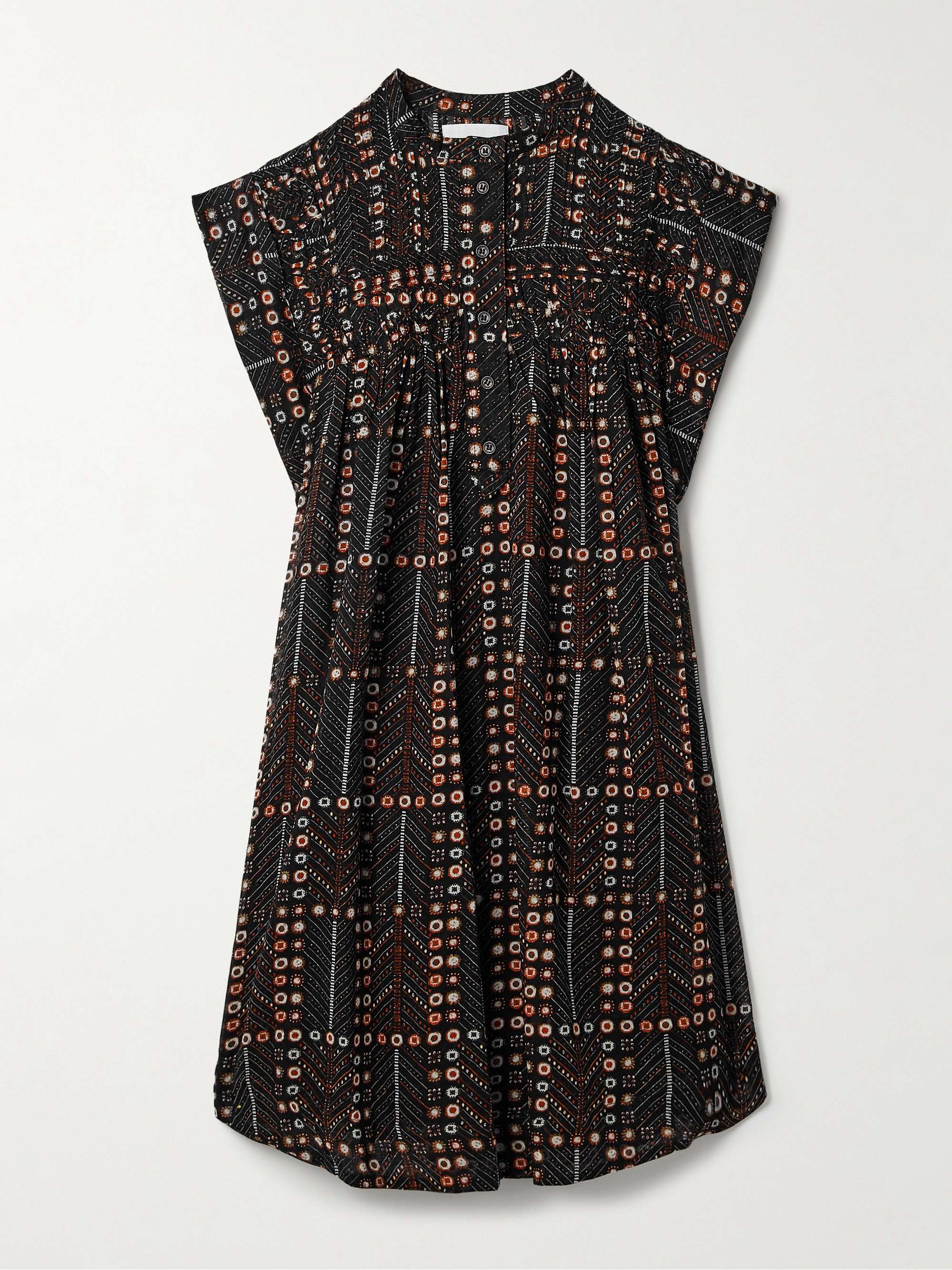 Leazali pintucked printed cotton-voile mini dress hero visual