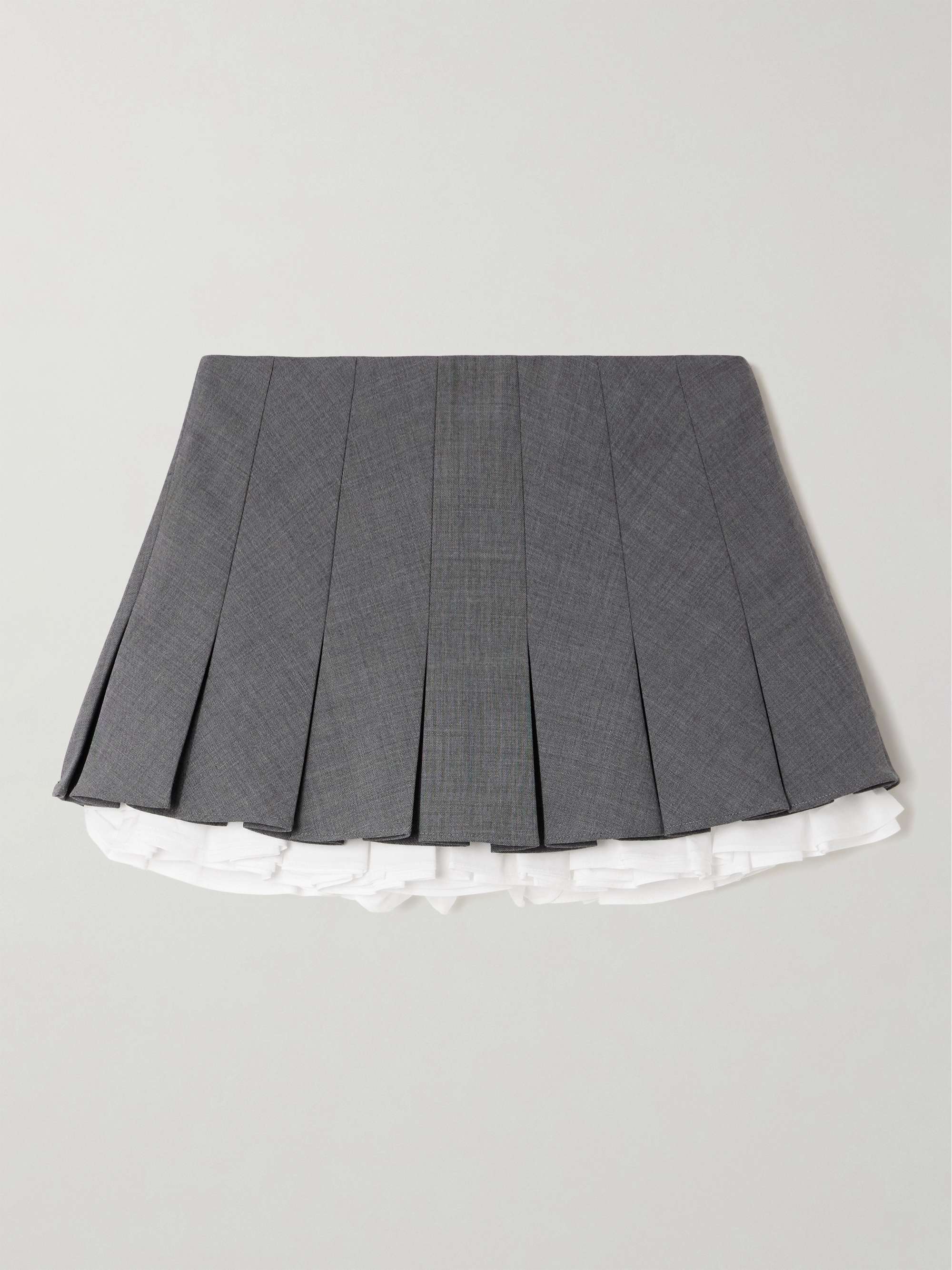 Layered pleated cotton poplin-trimmed grain de poudre mini skirt hero visual