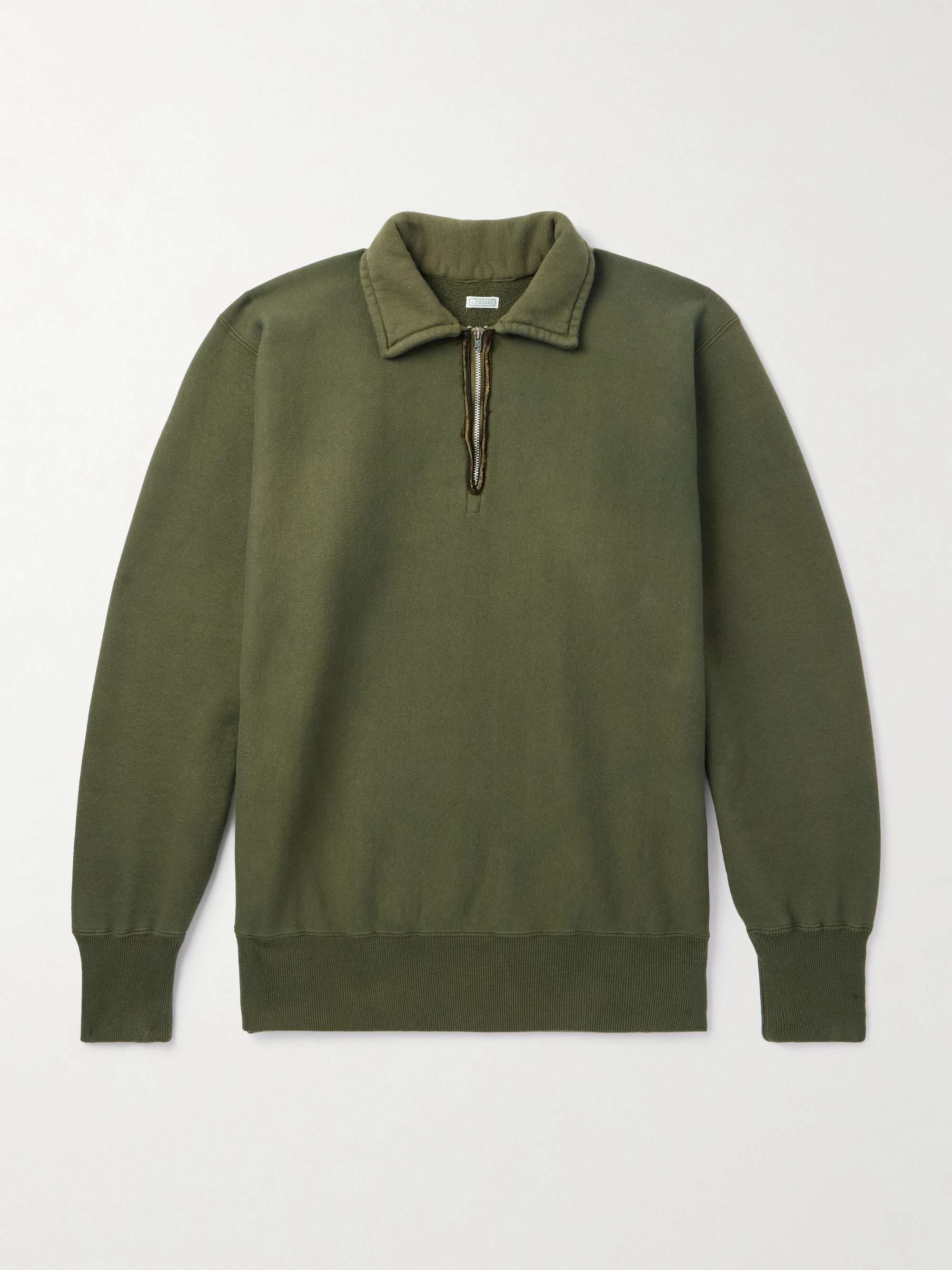 Distressed Cotton-Jersey Half-Zip Sweatshirt hero visual