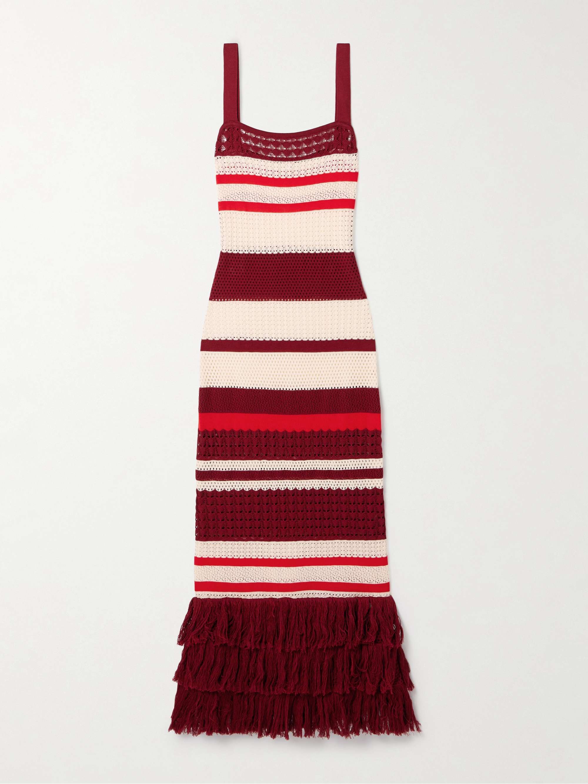 Embayed fringed crocheted Pima cotton maxi dress hero visual