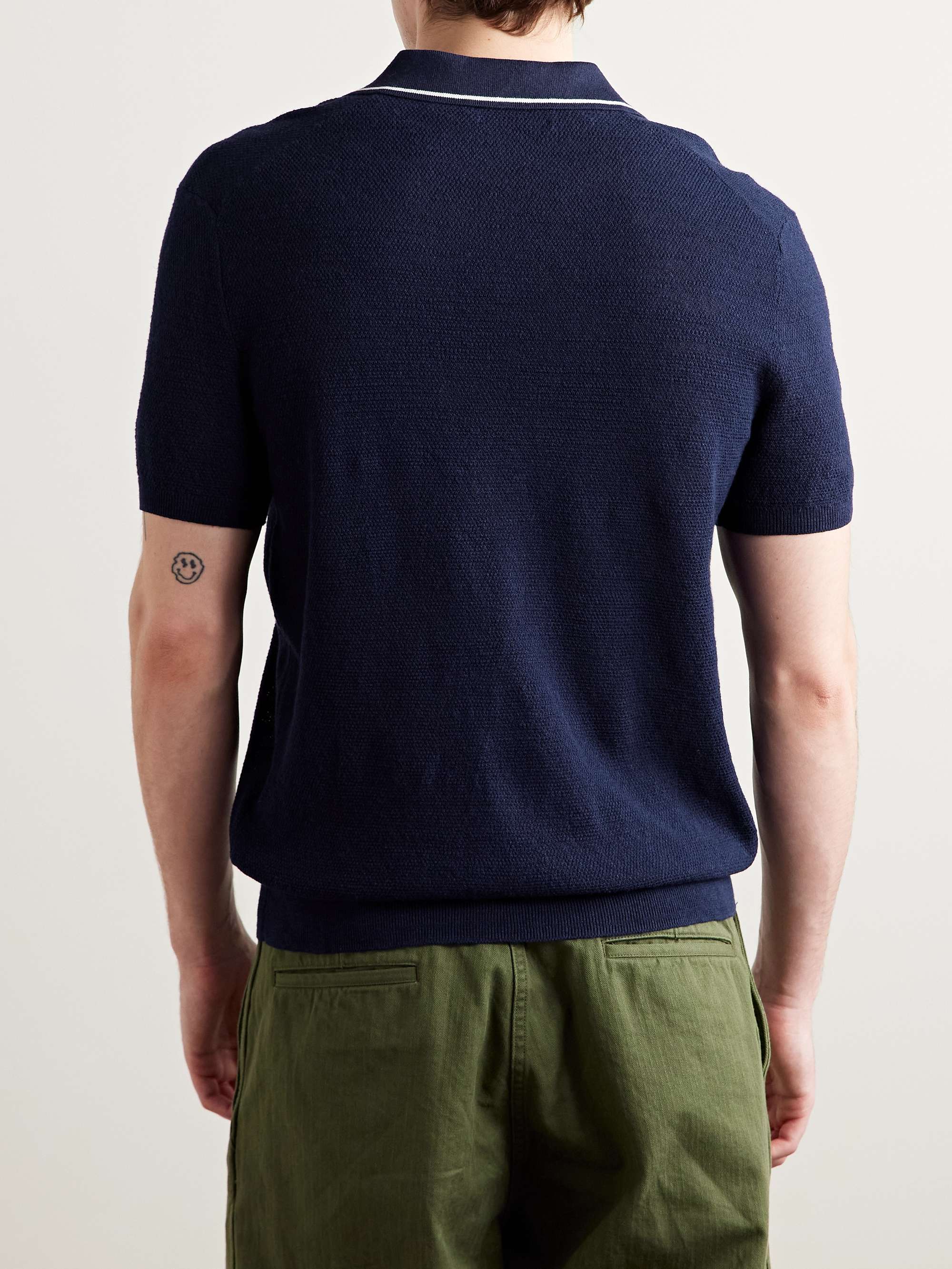 Johnny Cotton and Linen-Blend Piqué Polo Shirt view