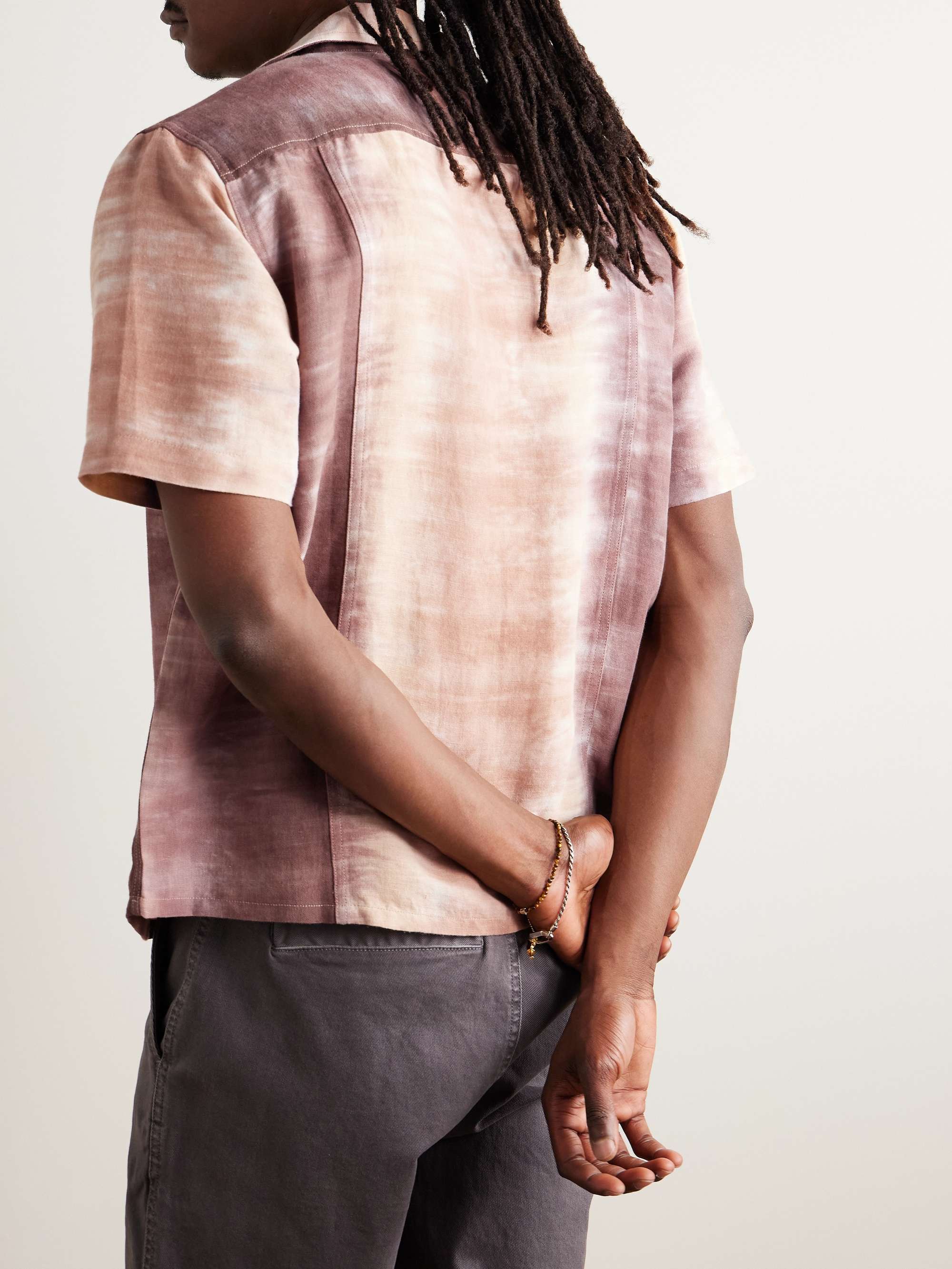Cosmic Camp-Collar Tie-Dyed Linen and Cotton-Blend Shirt view