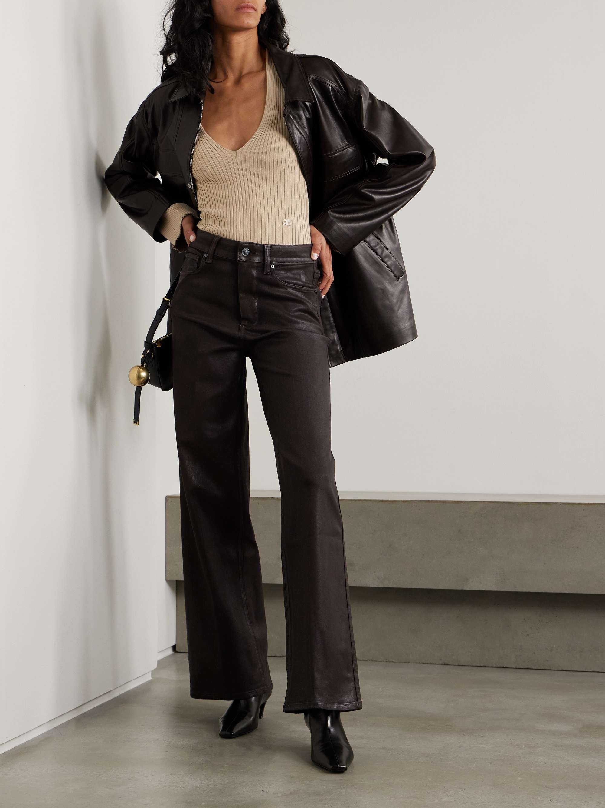 Sasha waxed-twill wide-leg pants view
