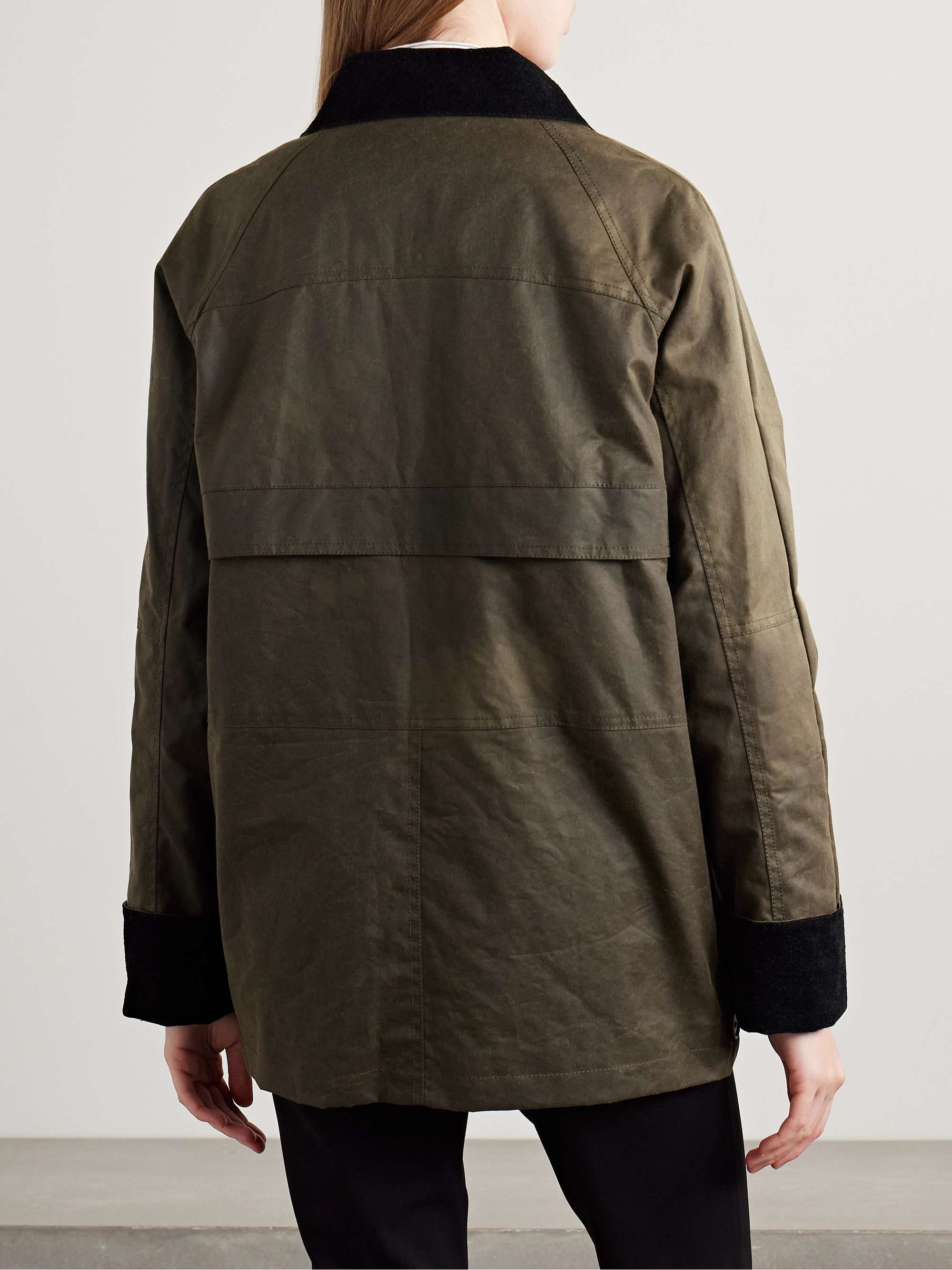 Lottie corduroy-trimmed waxed-cotton jacket view