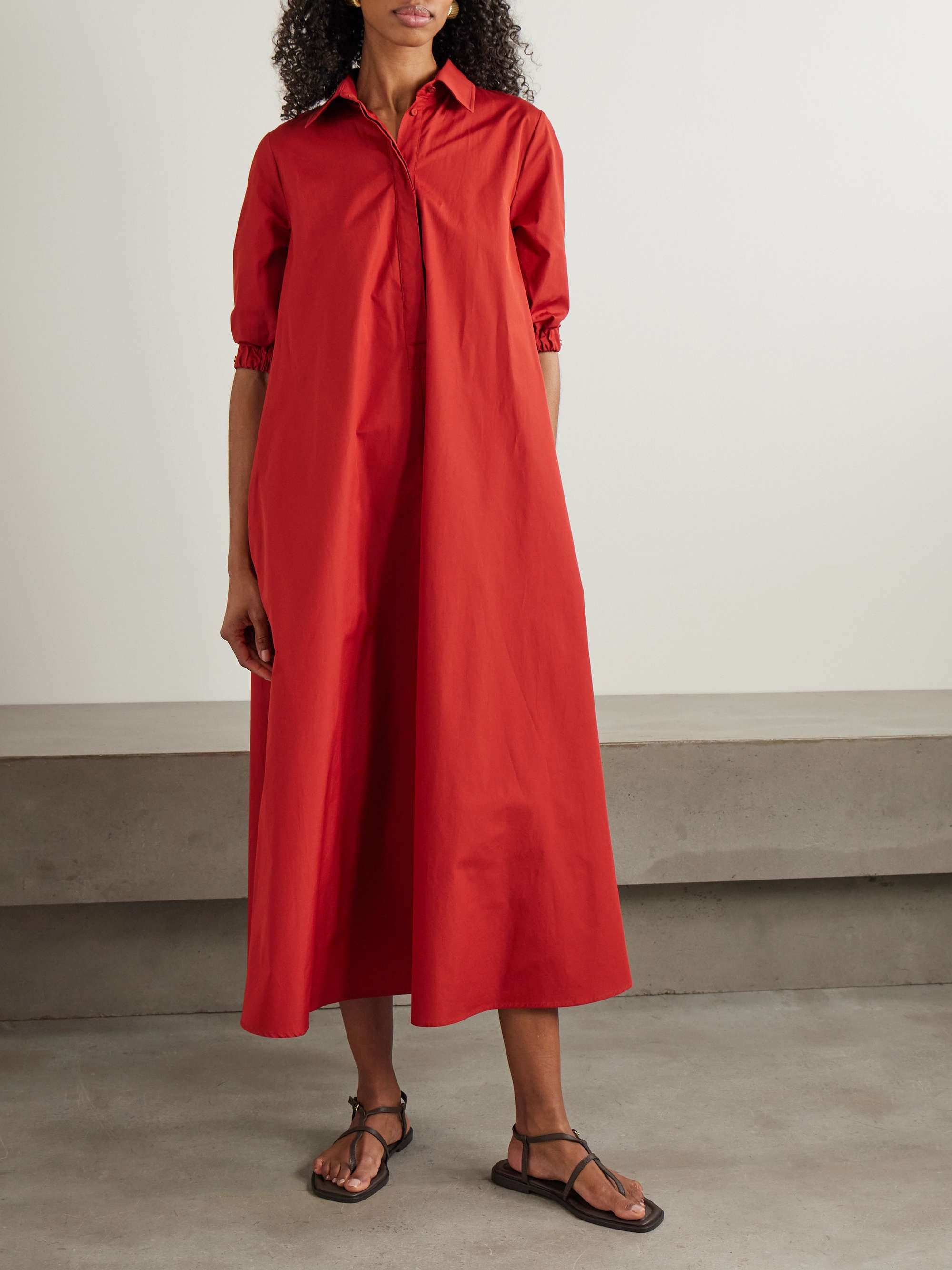 Hoyo cotton-poplin midi shirt dress view