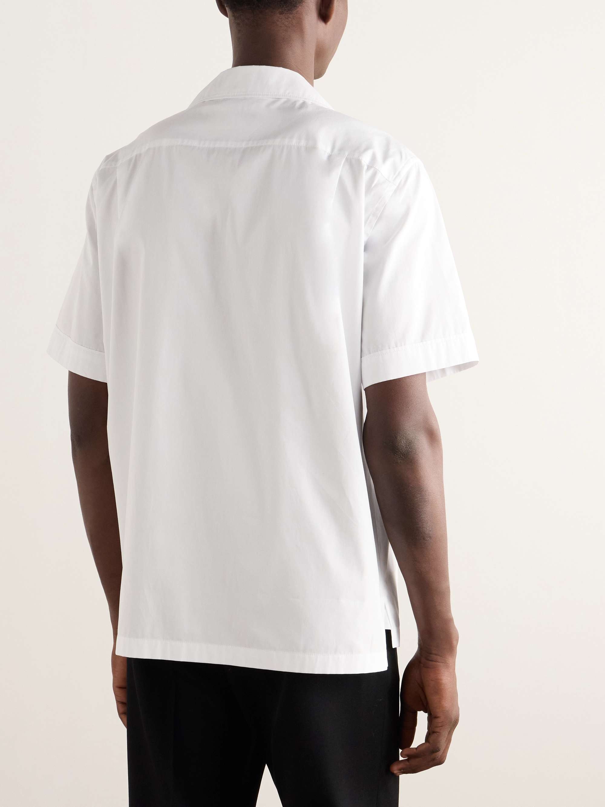 Oversized Camp-Collar Logo-Appliquéd Cotton-Poplin Shirt view