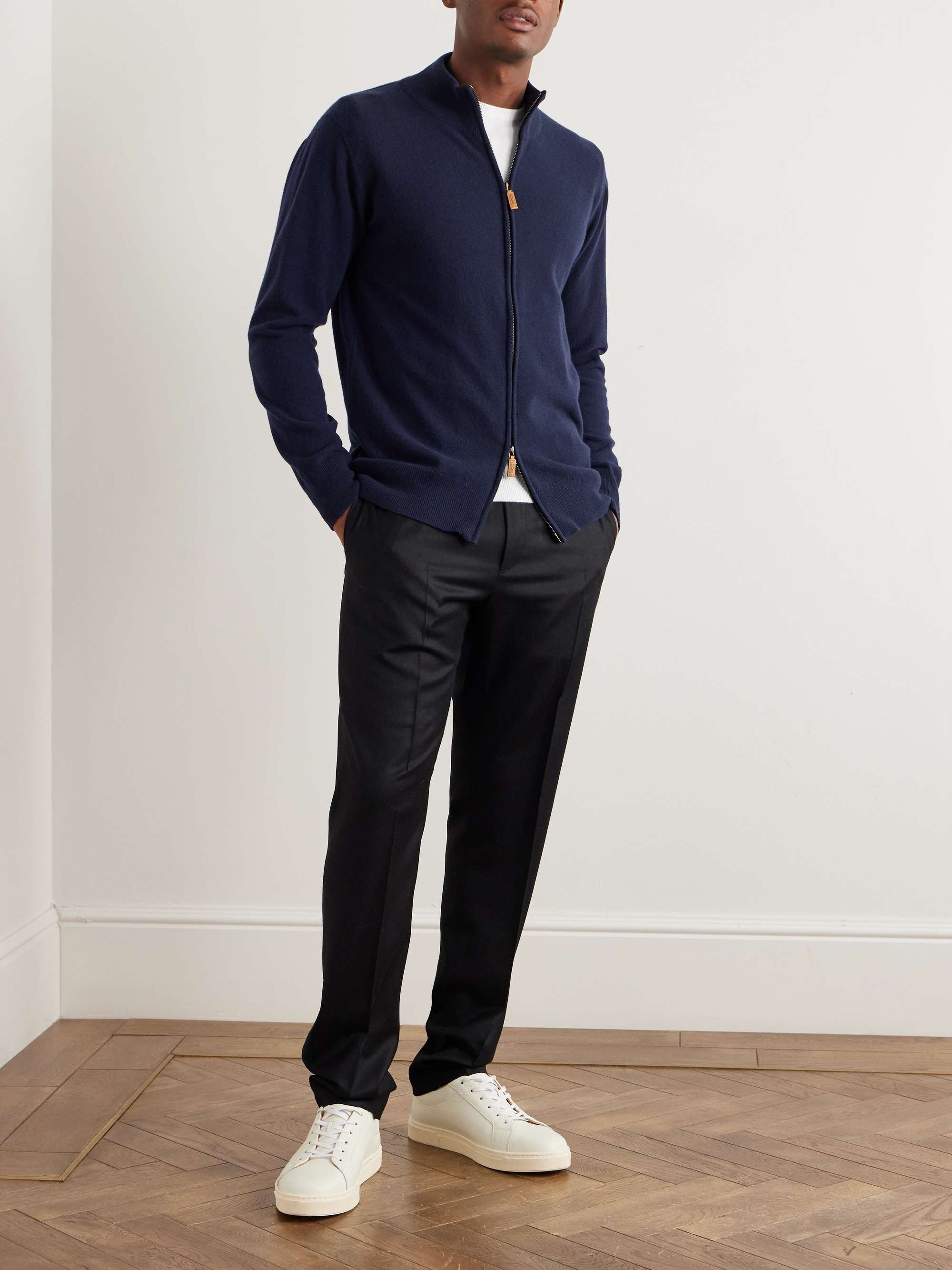 + William Lockie Slim-Fit Merino Wool and Cashmere-Blend Zip-Up Cardigan view