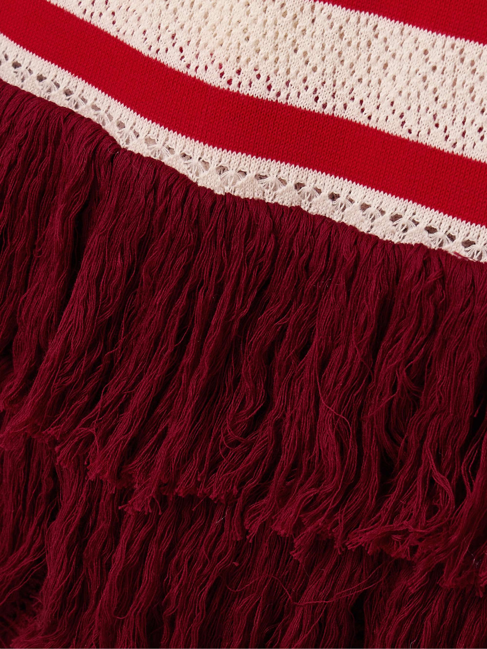 Embayed fringed crocheted Pima cotton maxi dress view