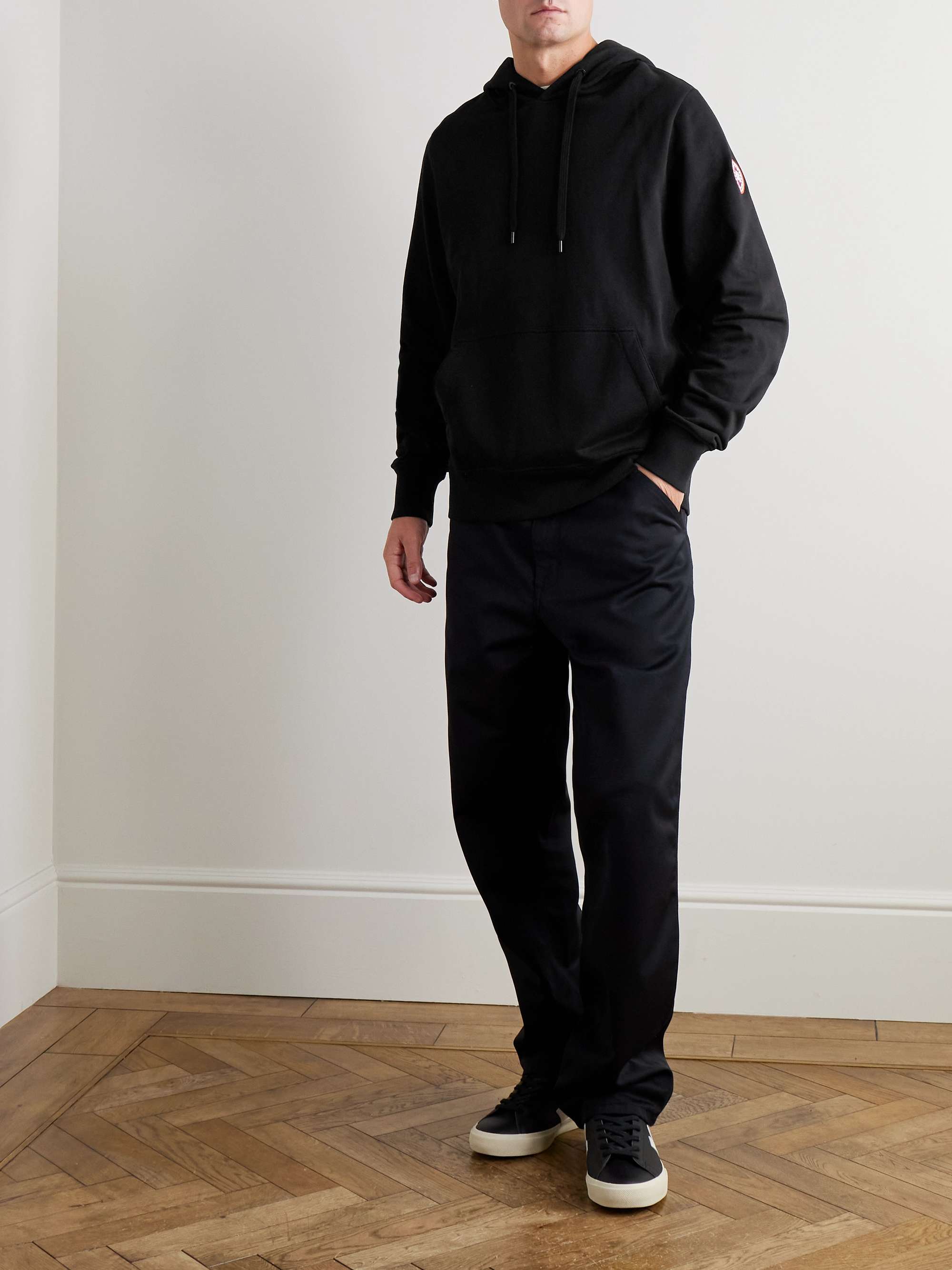 Huron Logo-Appliquéd Organic Cotton-Jersey Hoodie view