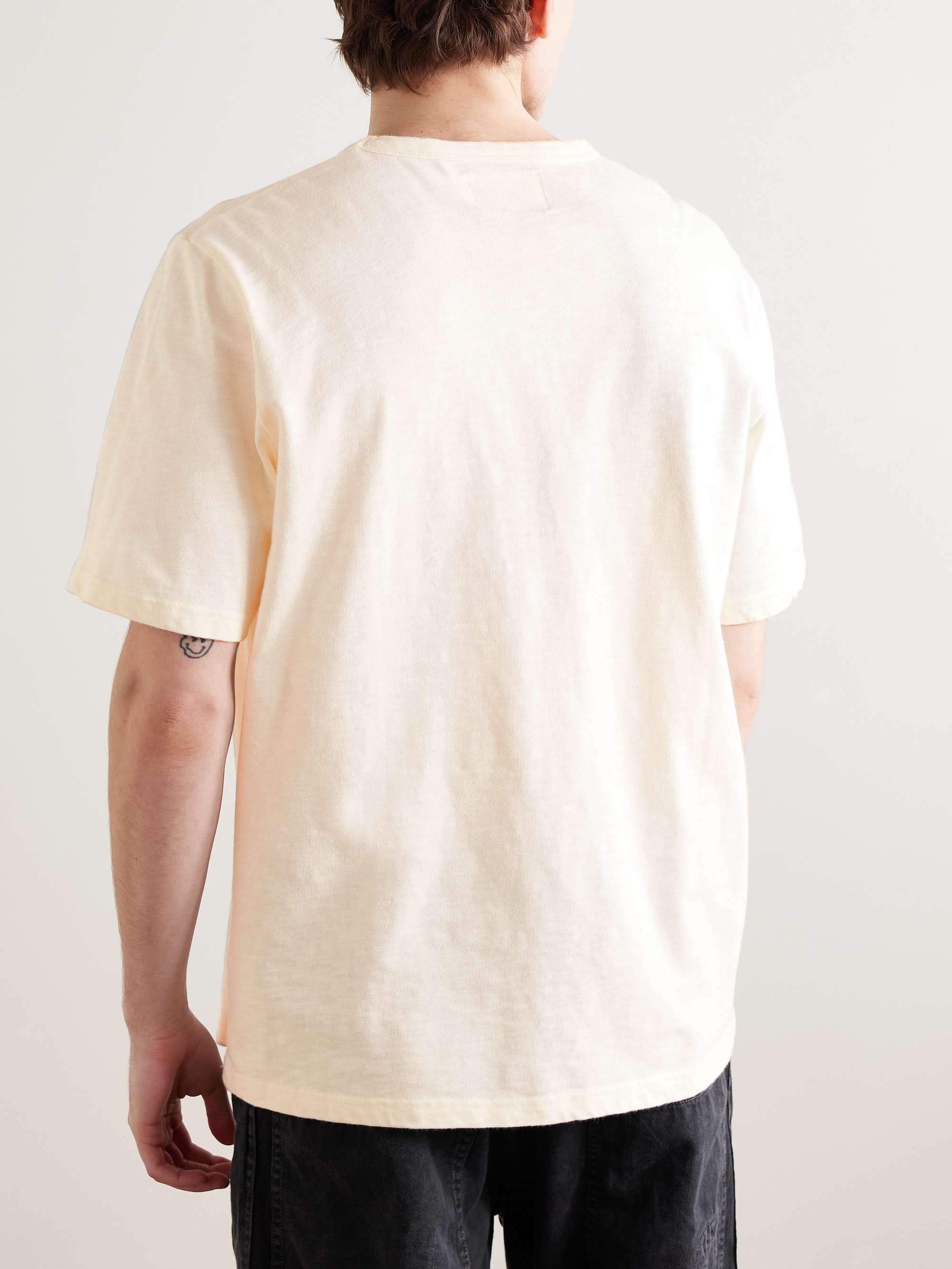 Embroidered Garment-Dyed Slub Cotton-Jersey T-Shirt view