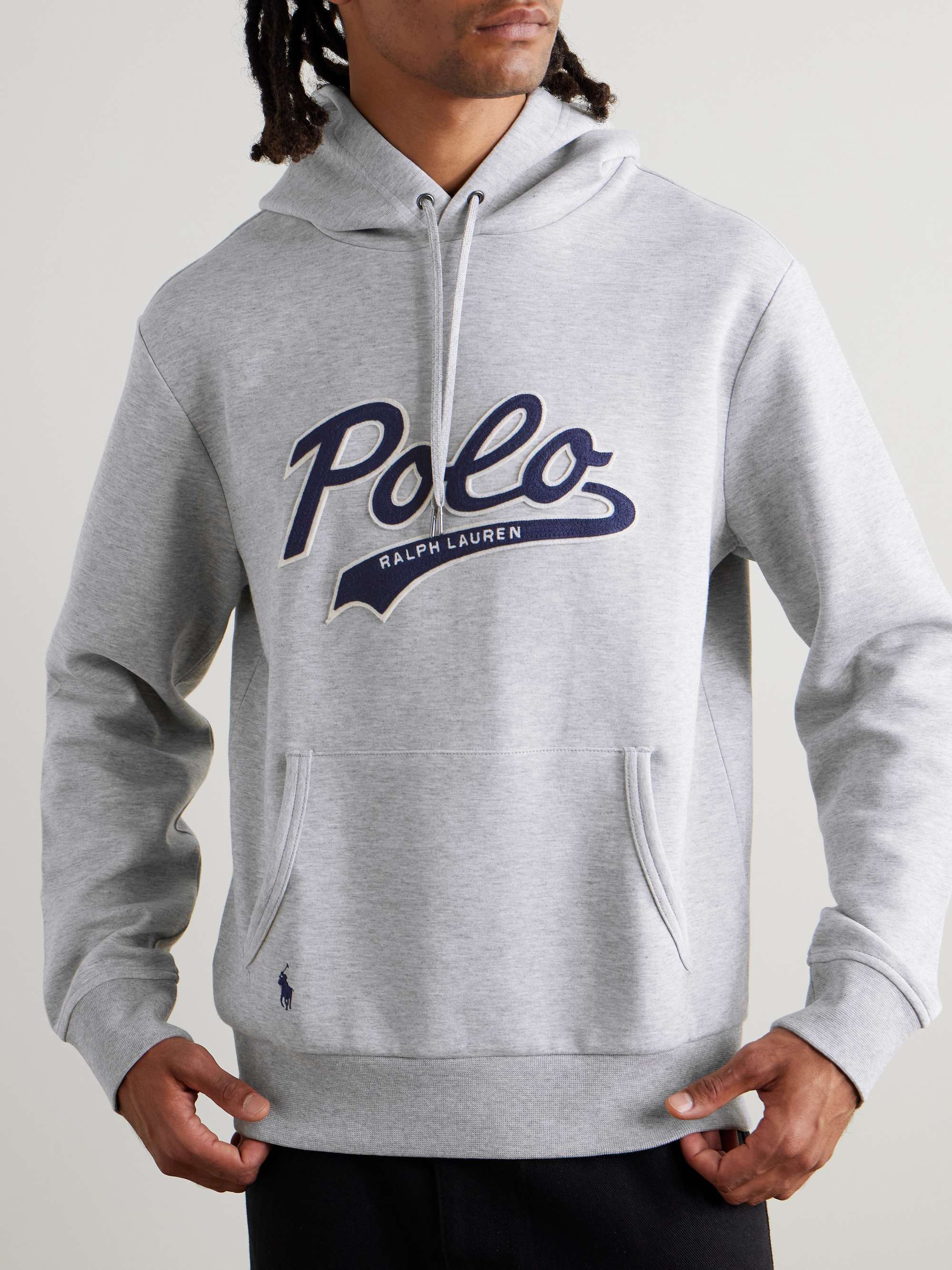 Logo-Appliquéd Embroidered Cotton-Jersey Hoodie view