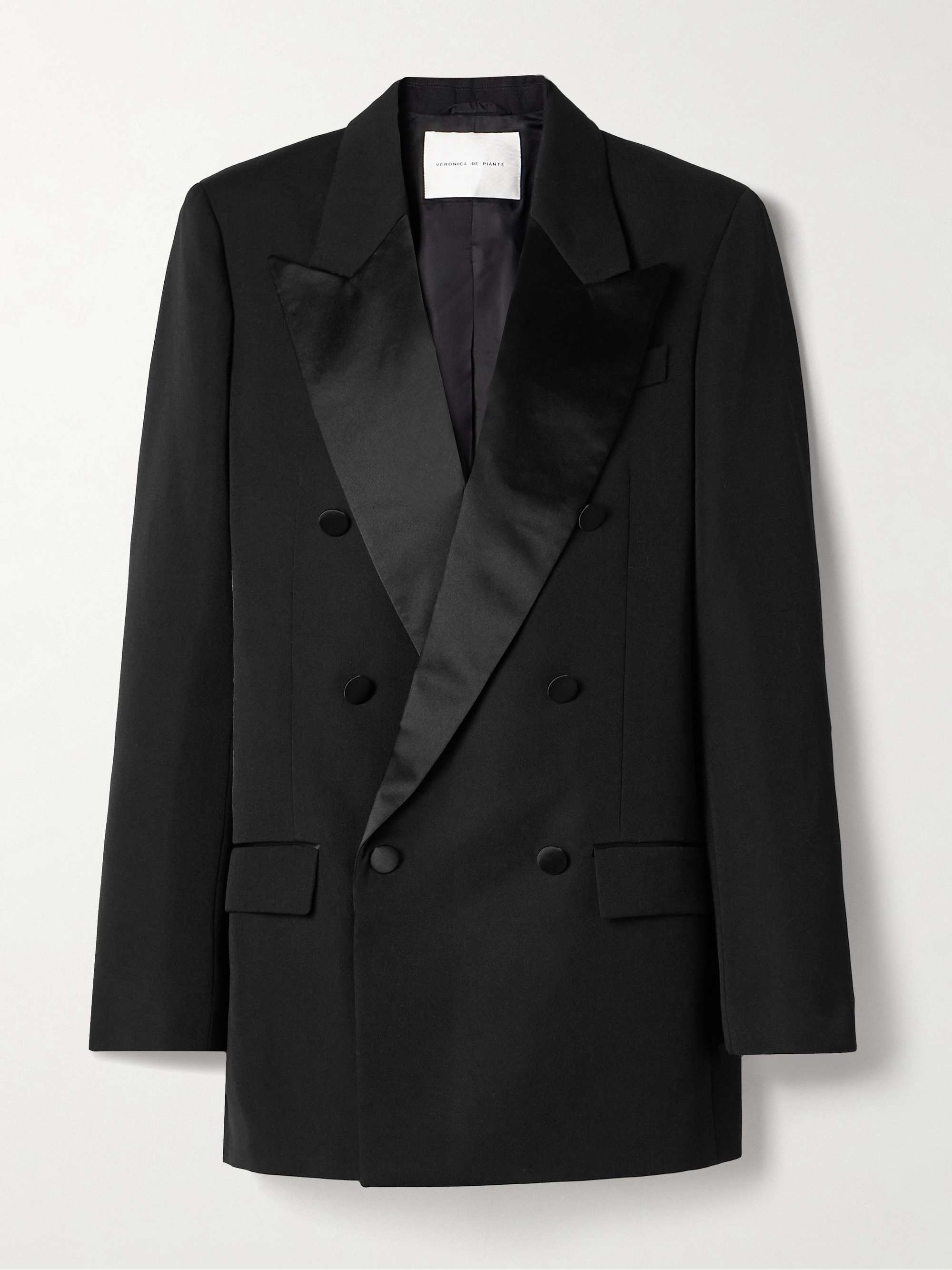 Evelyn satin-trimmed grain de poudre wool blazer hero visual