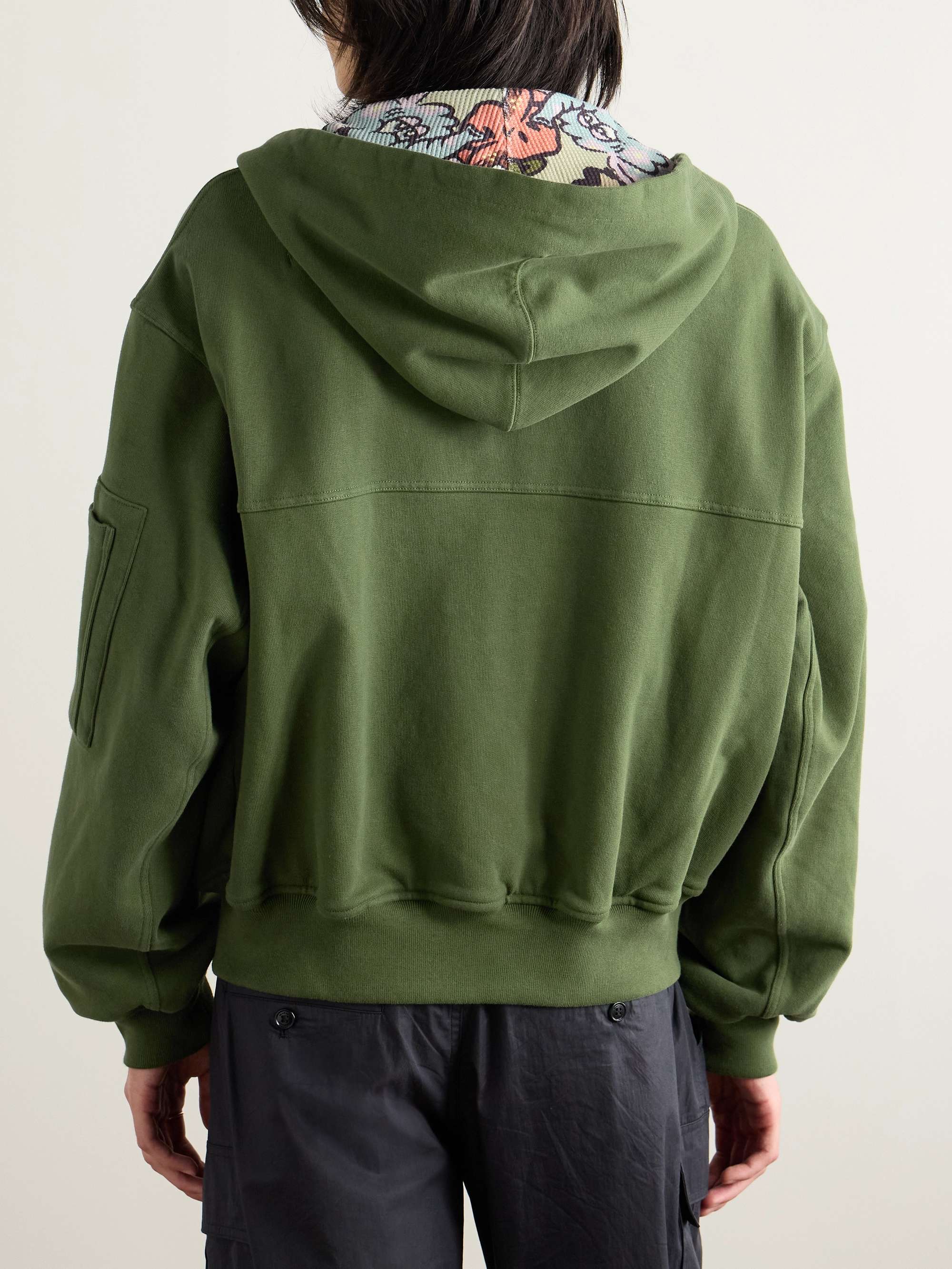 + Verdy Market Logo-Print Reversible Cotton-Blend Jersey and Waffle-Knit Zip-Up Hoodie view
