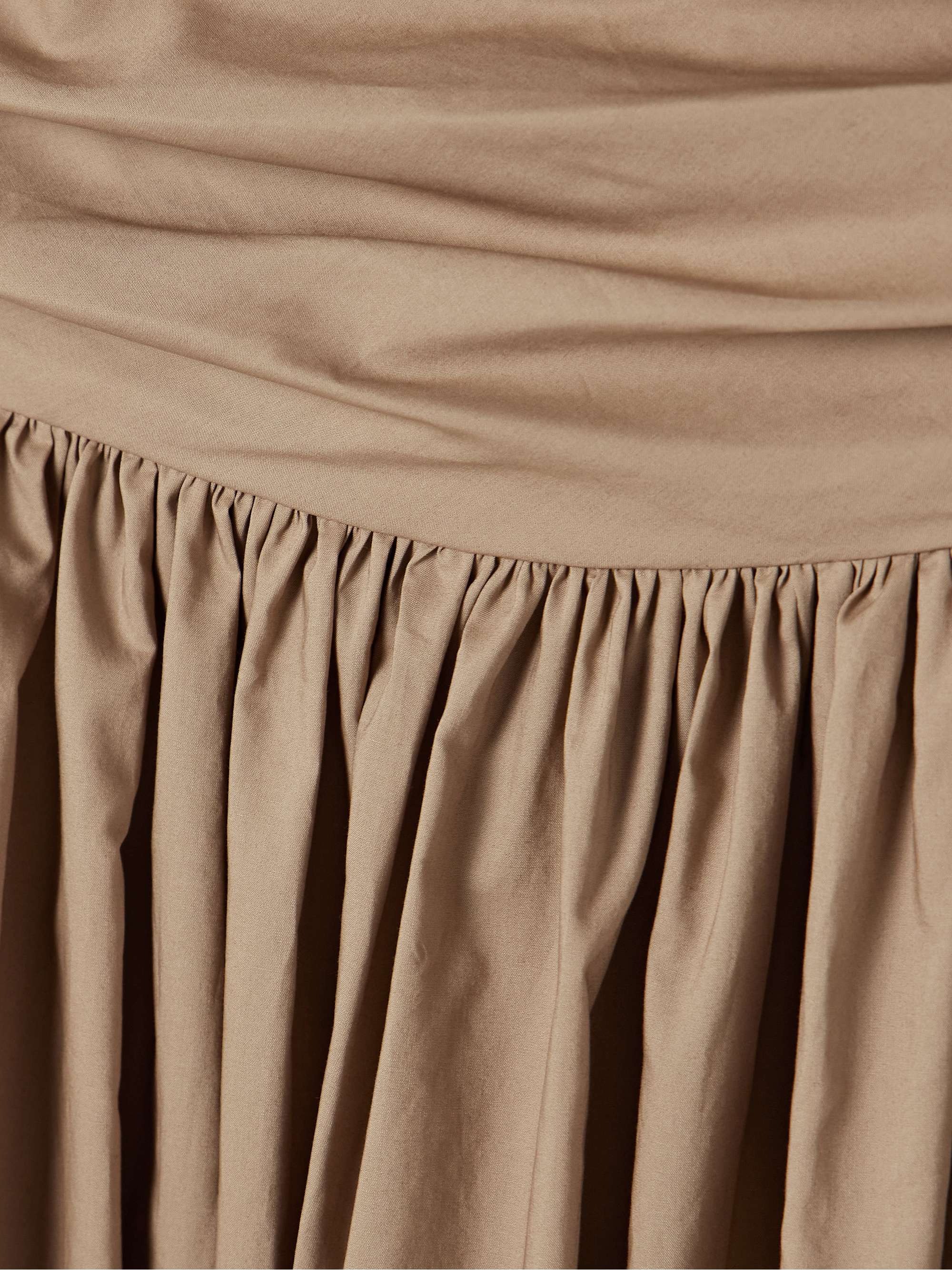 Strapless gathered organic cotton-poplin midi dress view