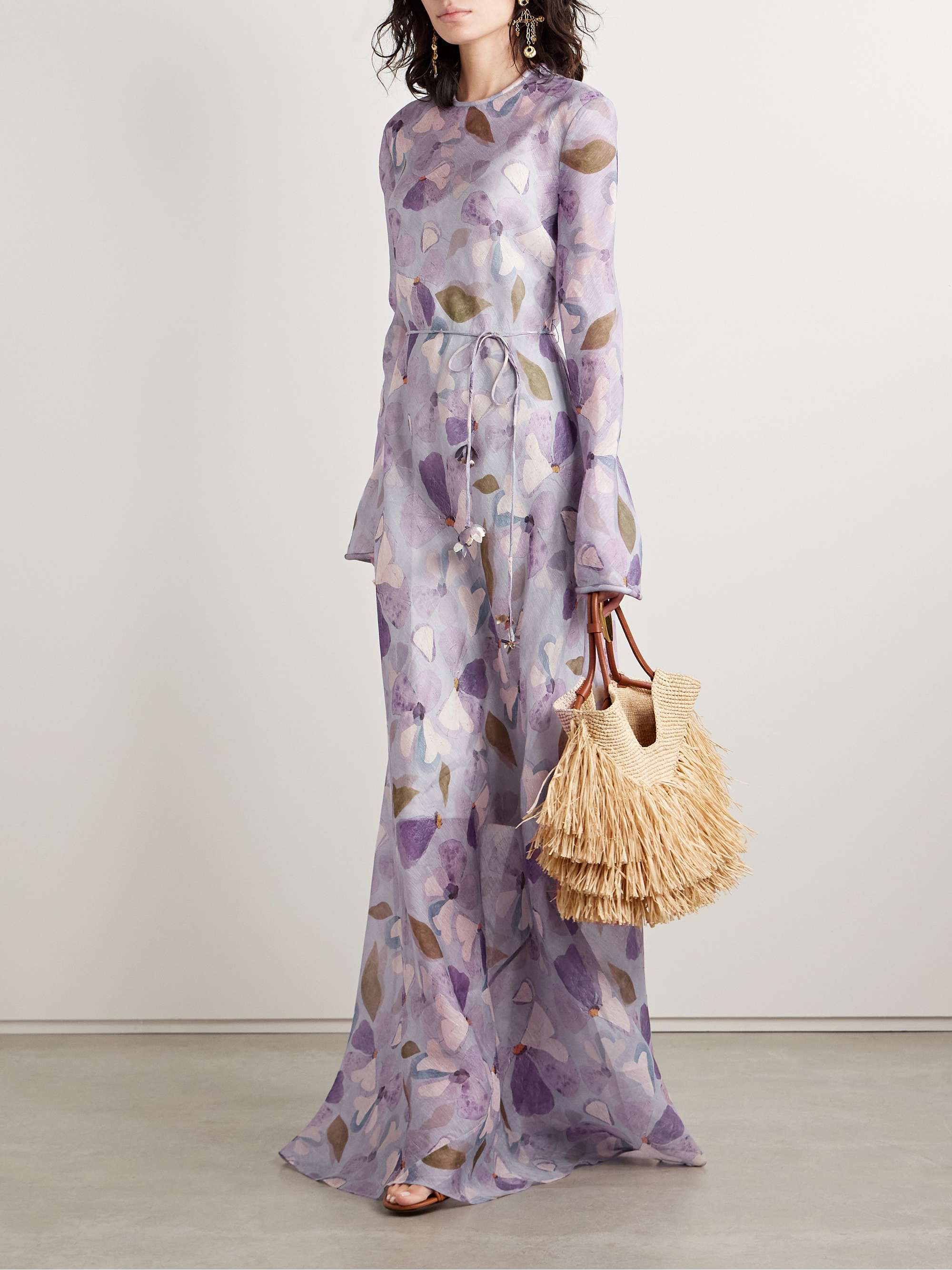 Dawning belted linen and silk-blend maxi dress view