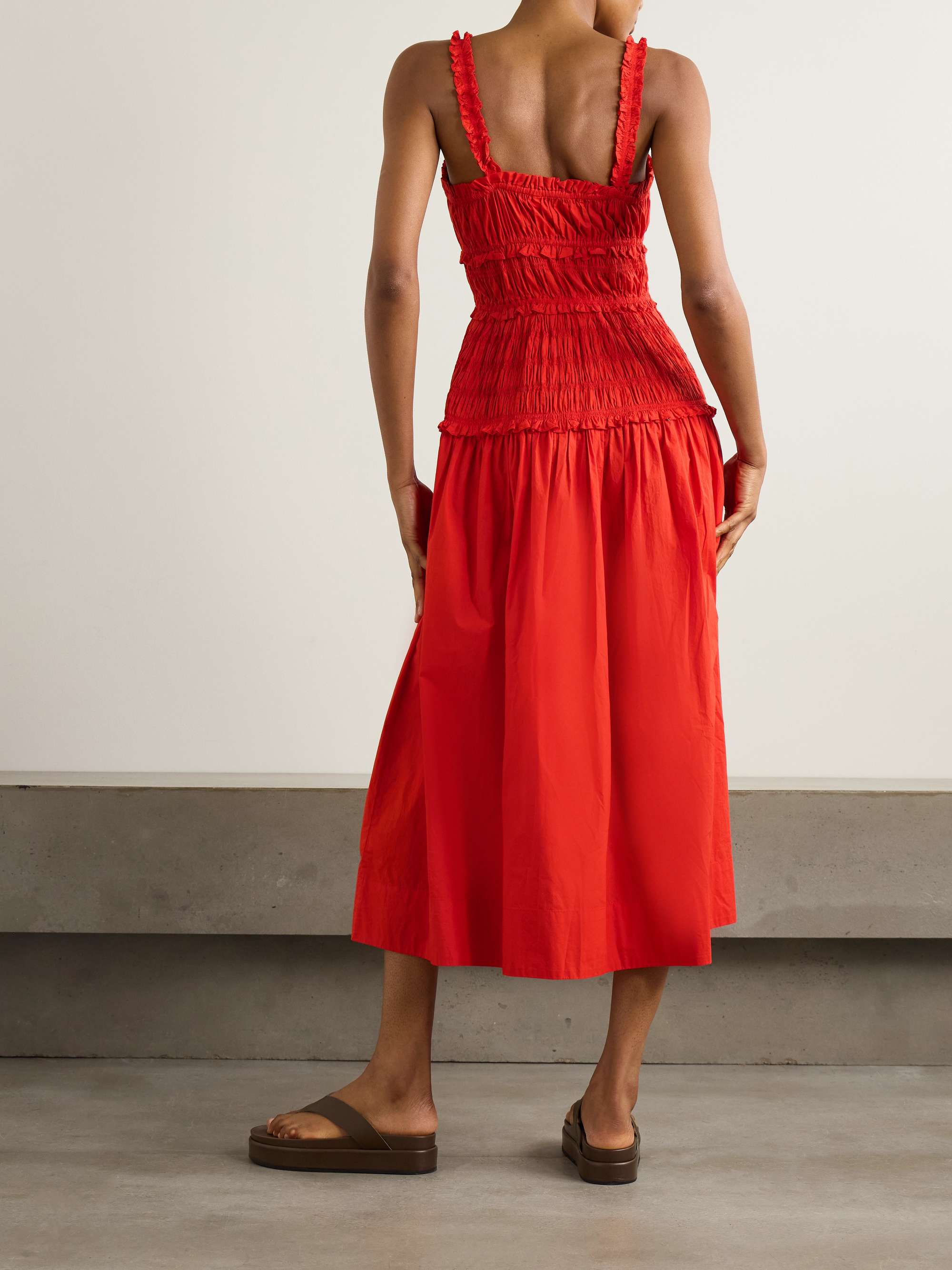 Marianne shirred cotton-poplin midi dress view