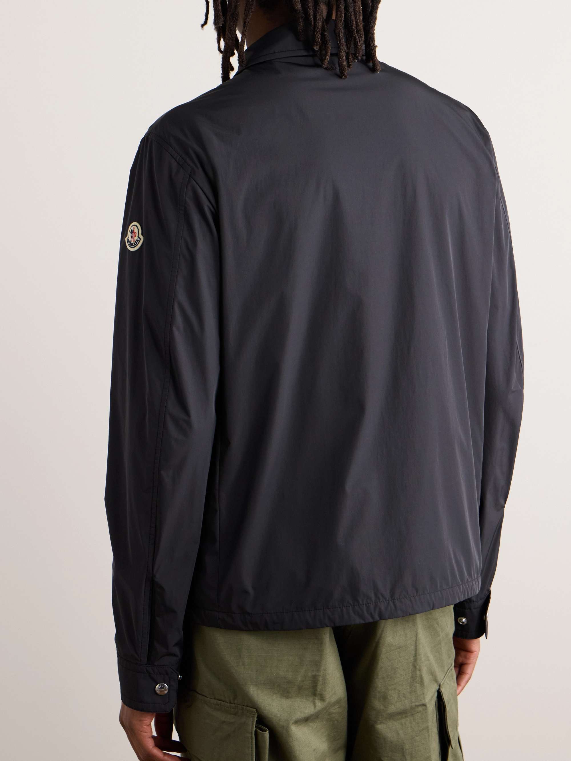 Logo-Appliquéd Grosgrain-Trimmed Shell Overshirt view