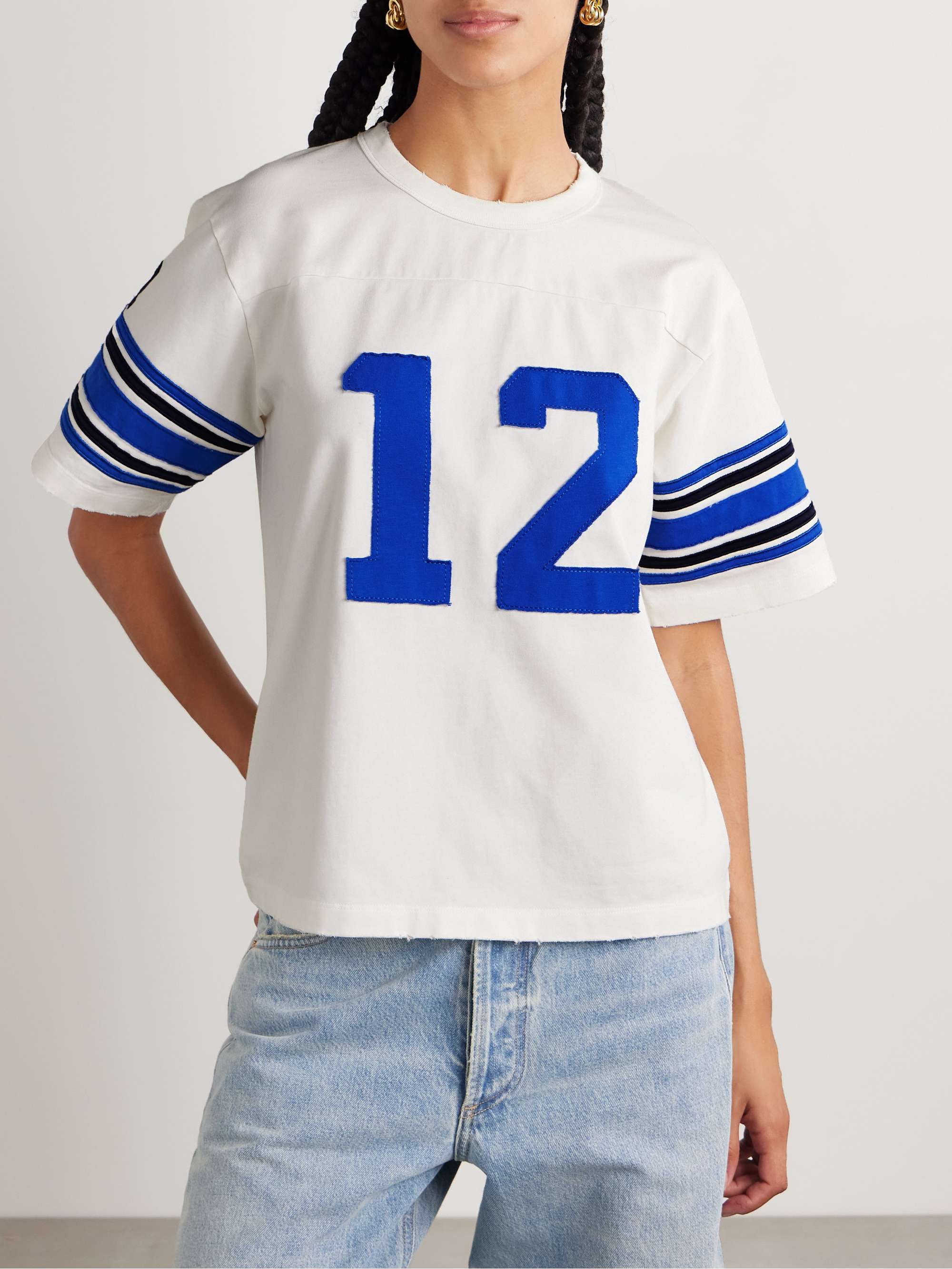 Finnley appliquéd distressed cotton-jersey T-shirt view