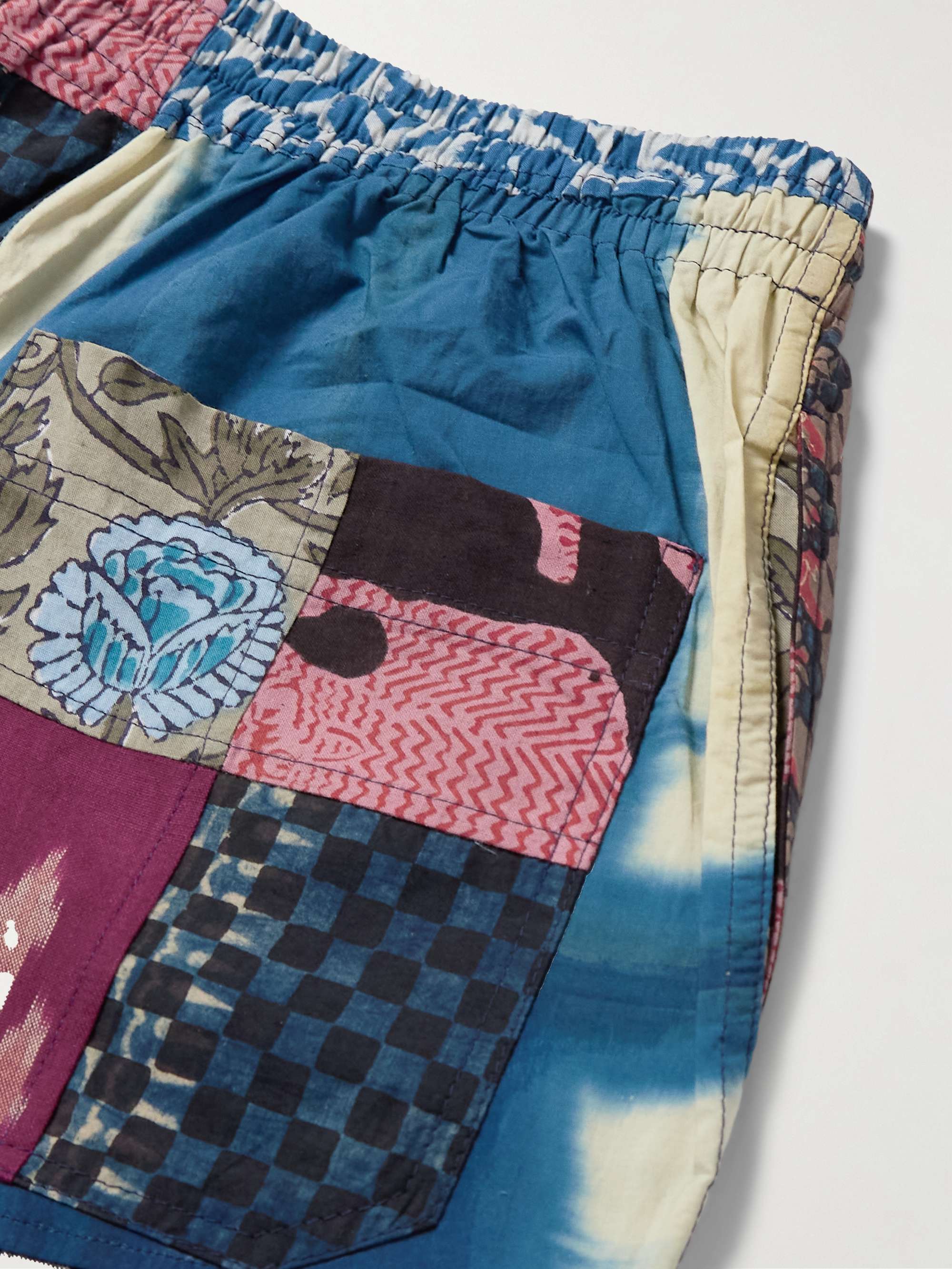 Olbia Patchwork Printed Cotton Drawstring Shorts view