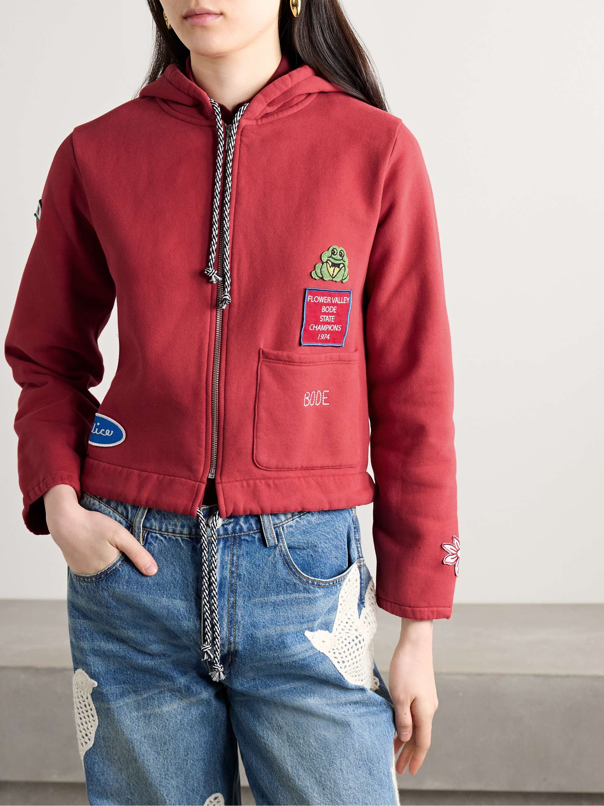 Camper appliquéd cotton-jersey hoodie view