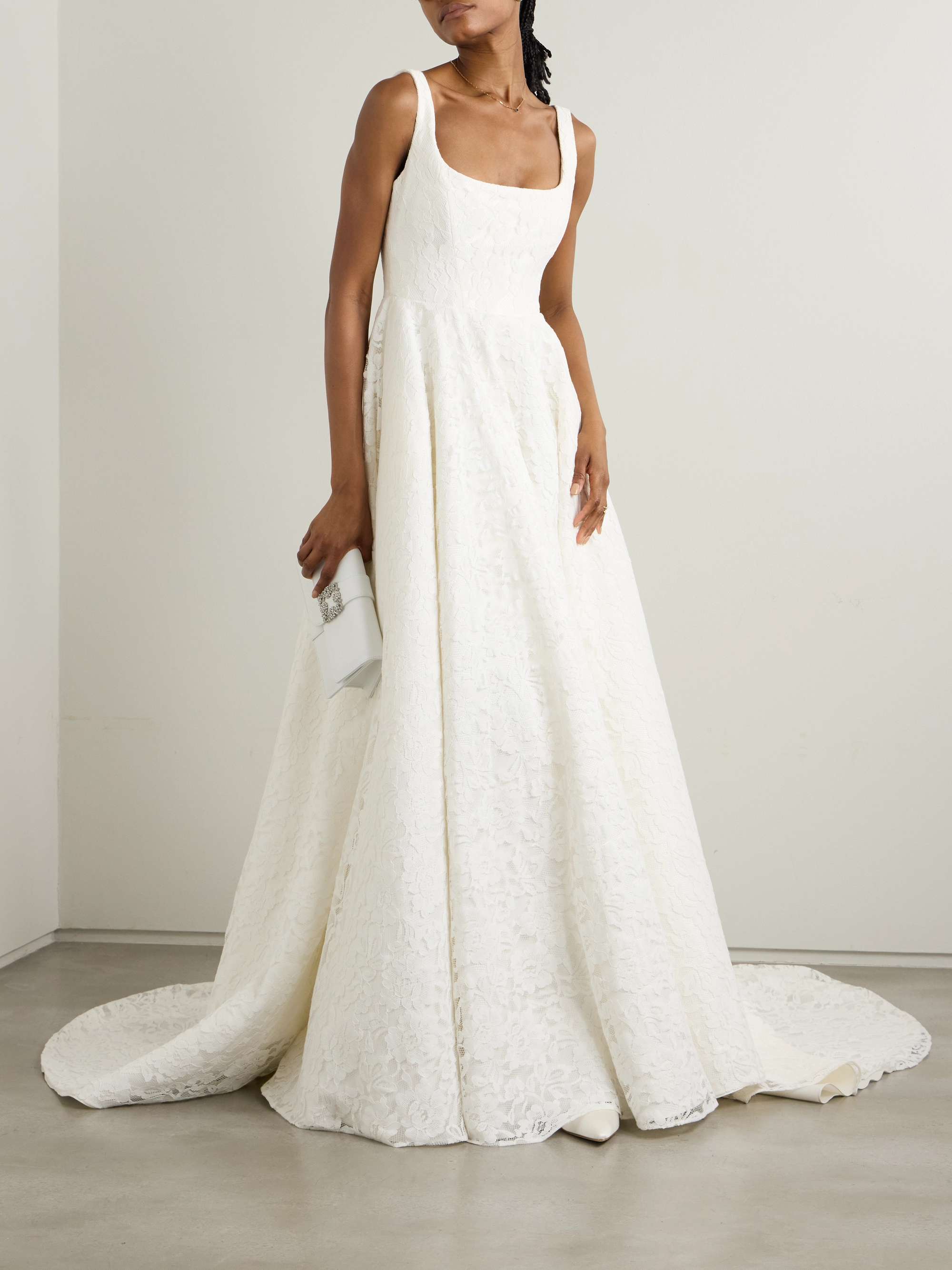 Dominique lace and crepe gown view