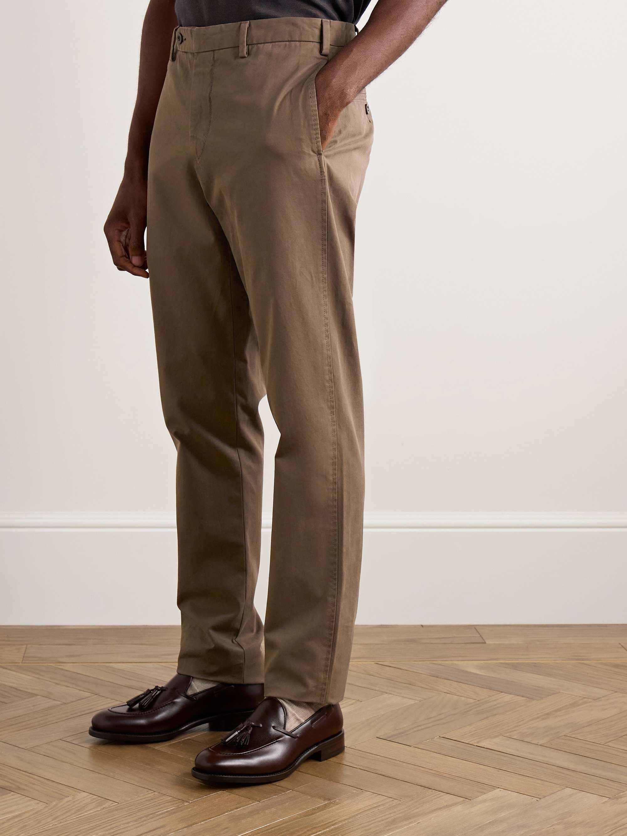 Slim-Fit Straight-Leg Garment-Dyed Cotton-Twill Trousers view