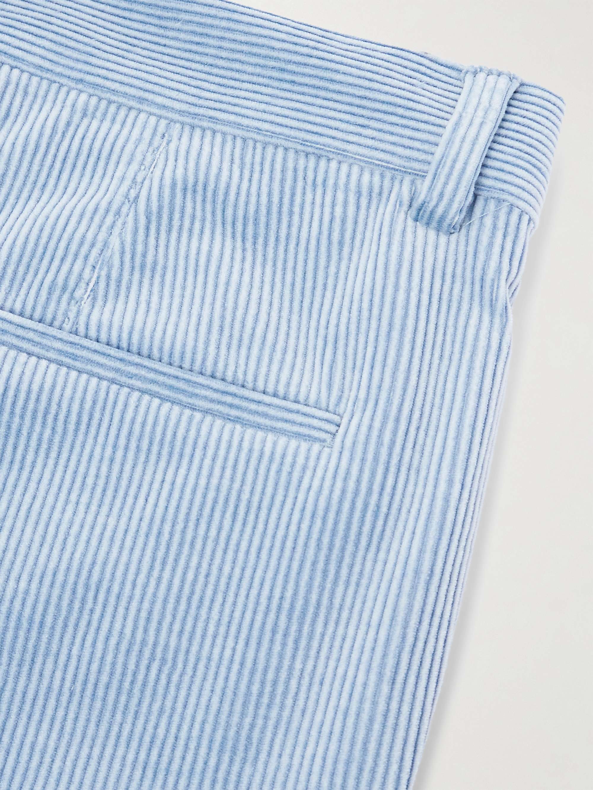 Straight-Leg Pleated Stretch Cotton and Cashmere-Blend Corduroy Suit Trousers view