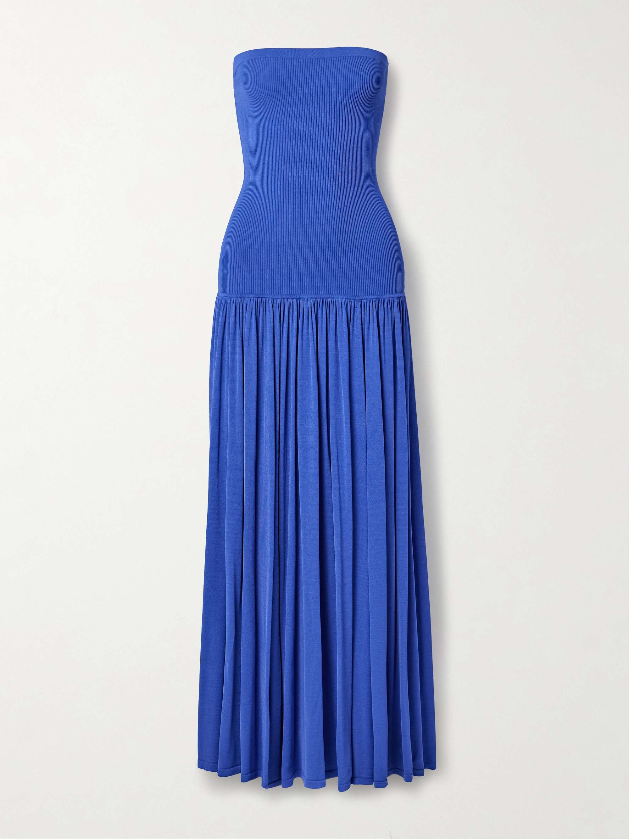 Maxine strapless ribbed gathered stretch-knit maxi dress hero visual