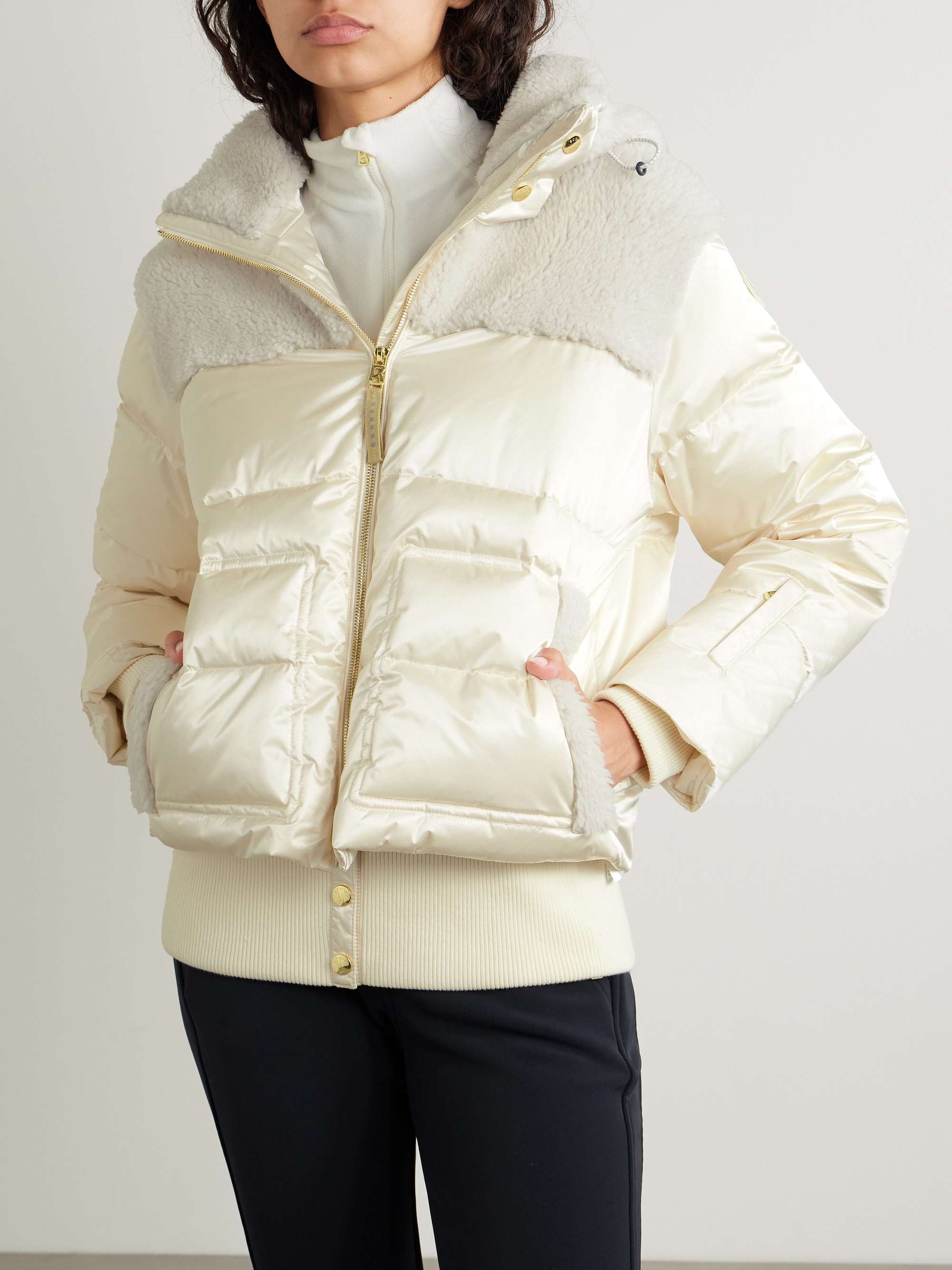 Dia hooded shearling-trimmed quilted down ski jacket view