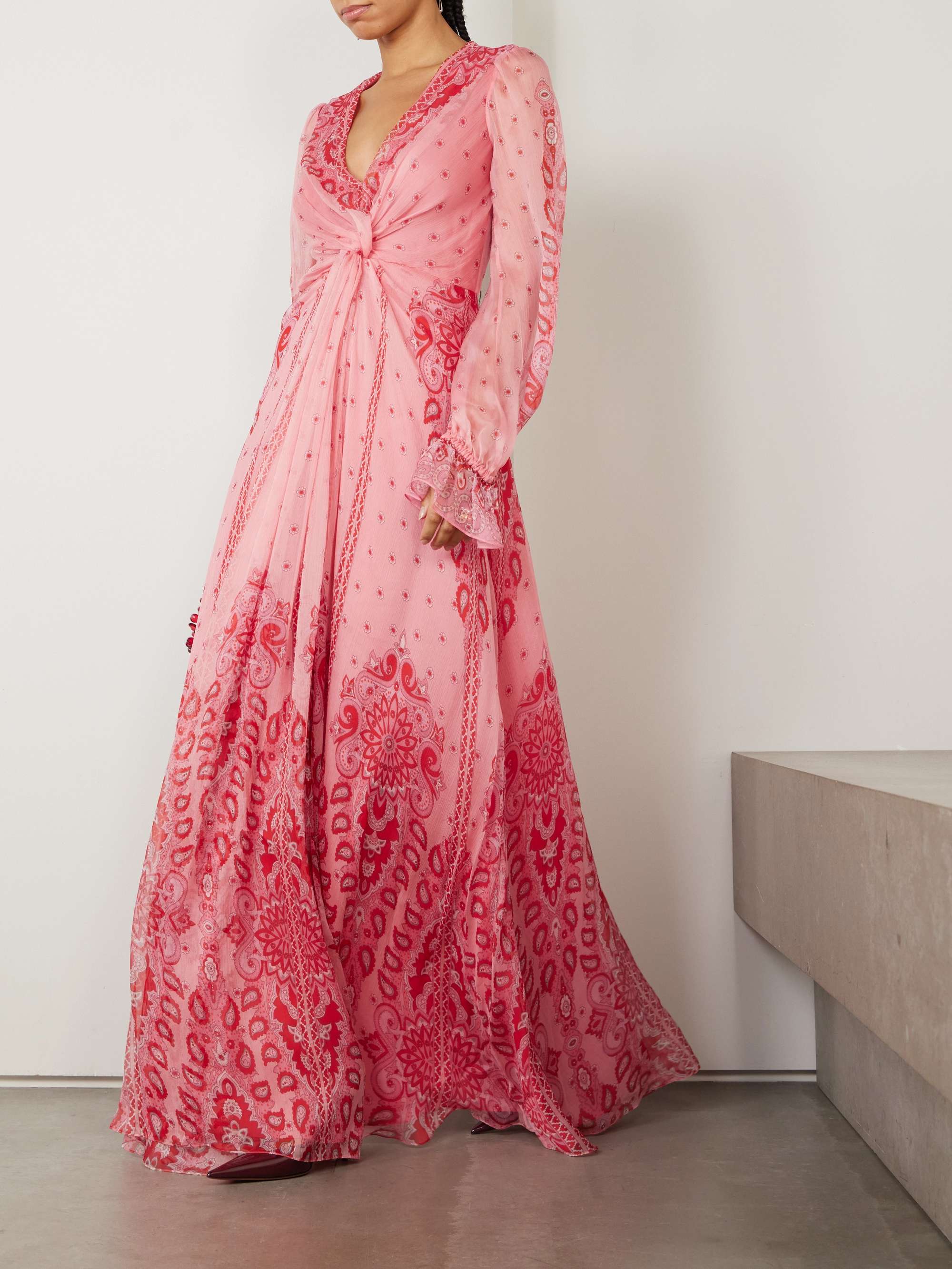 Tiered paisley-print silk-crepon maxi dress view