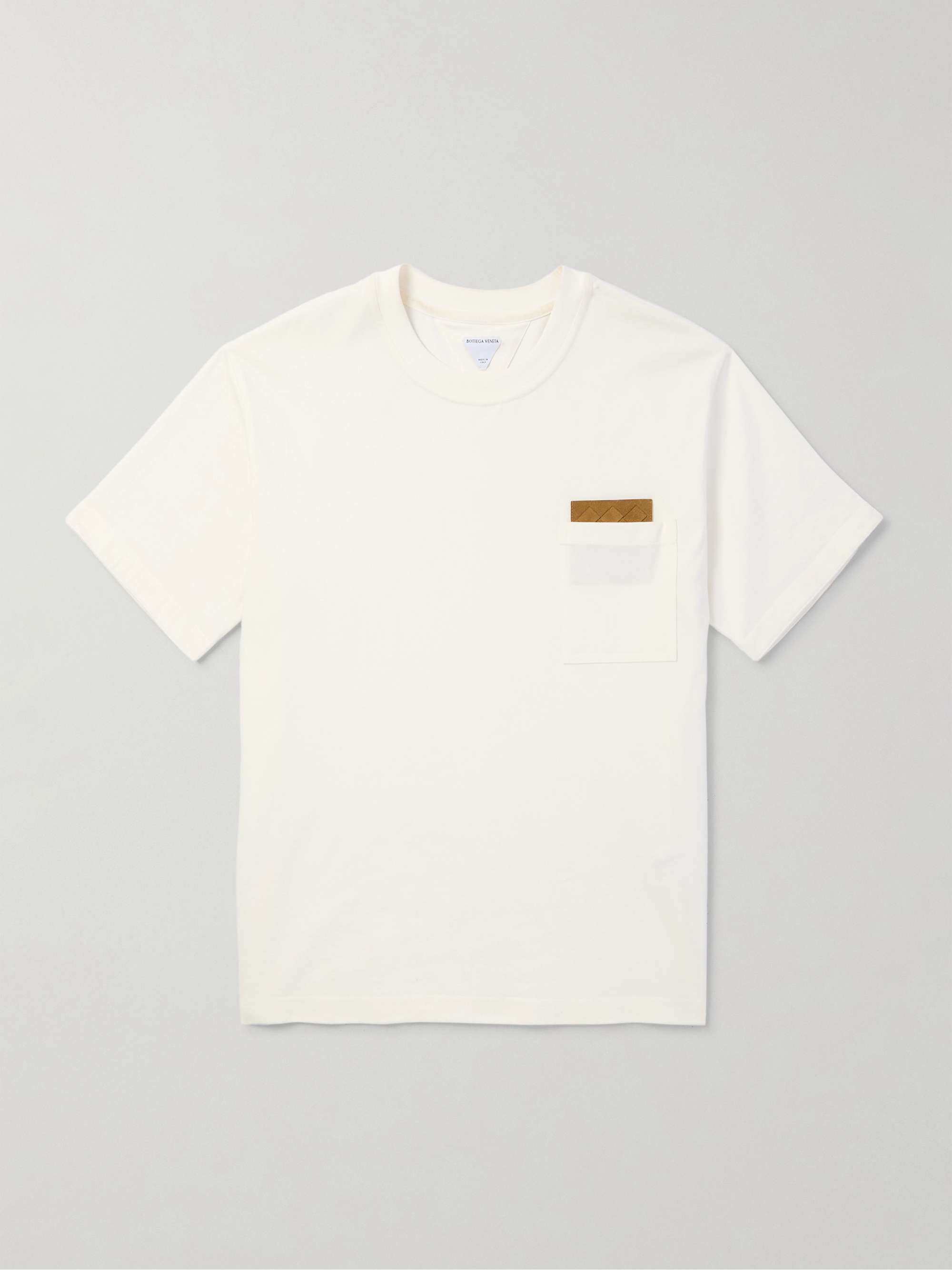 Intrecciato Suede-Trimmed Cotton-Jersey T-Shirt hero visual