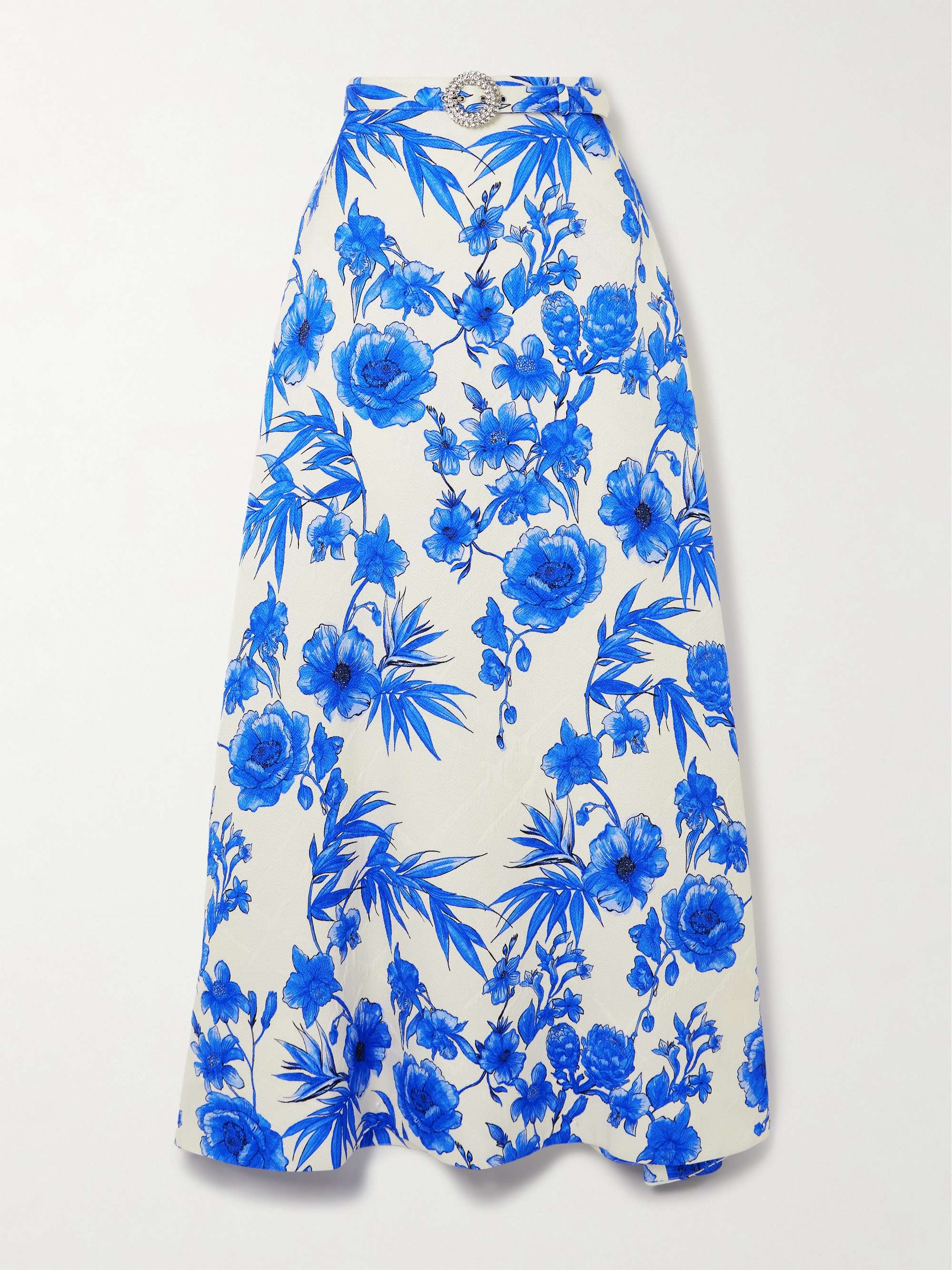 Bellamy belted floral-print cotton-blend brocade maxi skirt hero visual