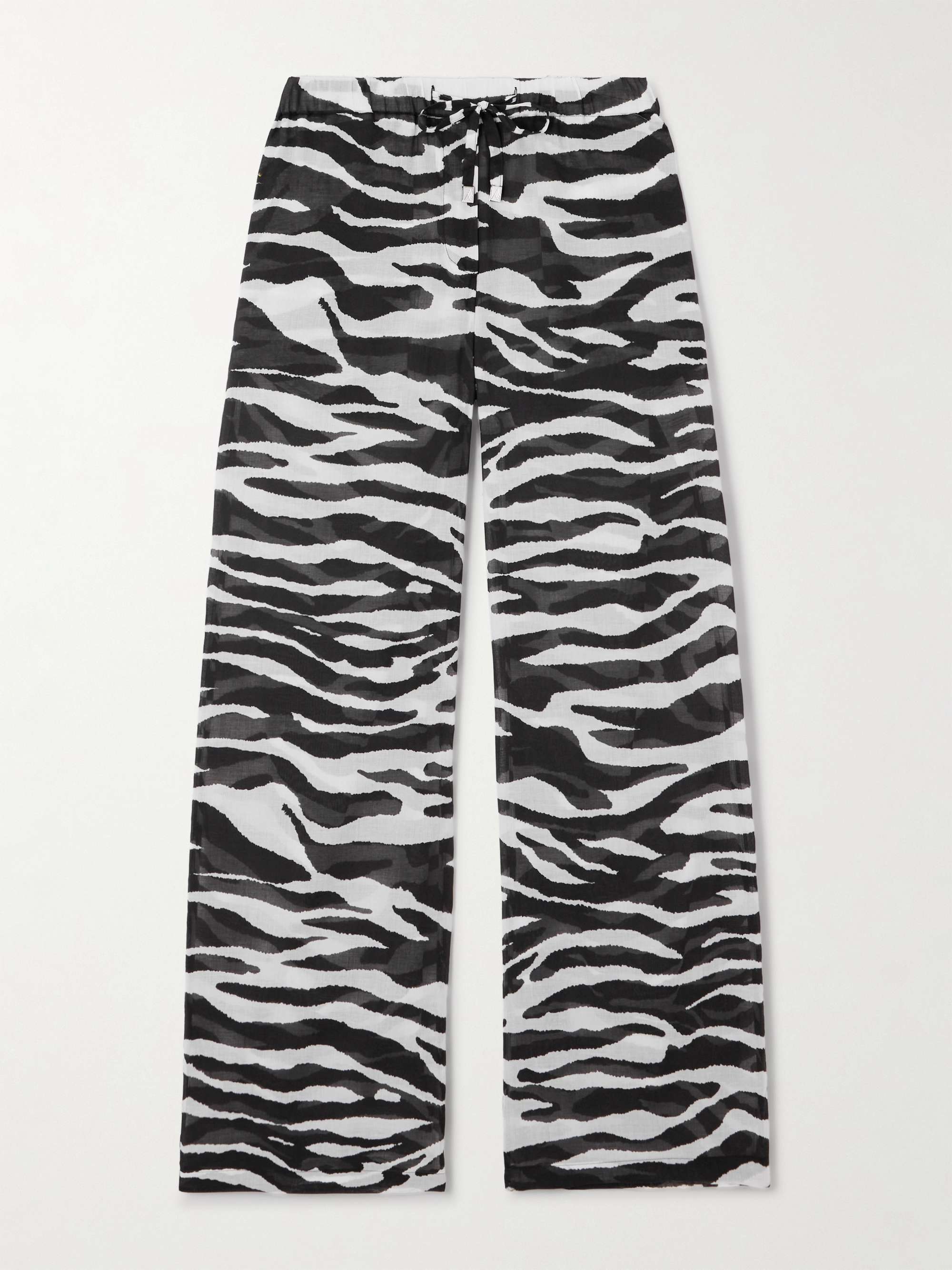 Zebra-print cotton-voile wide-leg pants hero visual